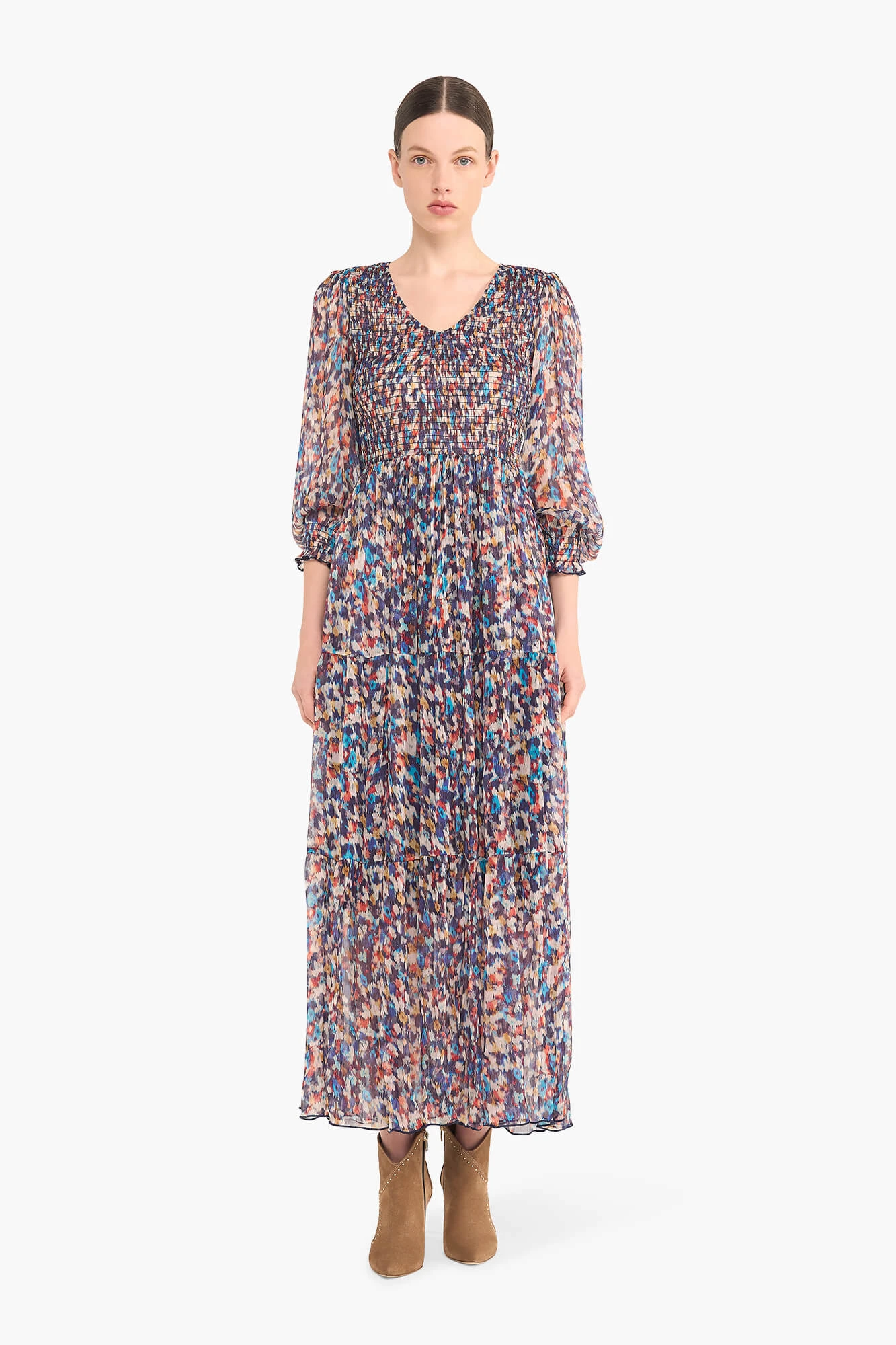 Jurk Lang Print Smog Finn Blauw