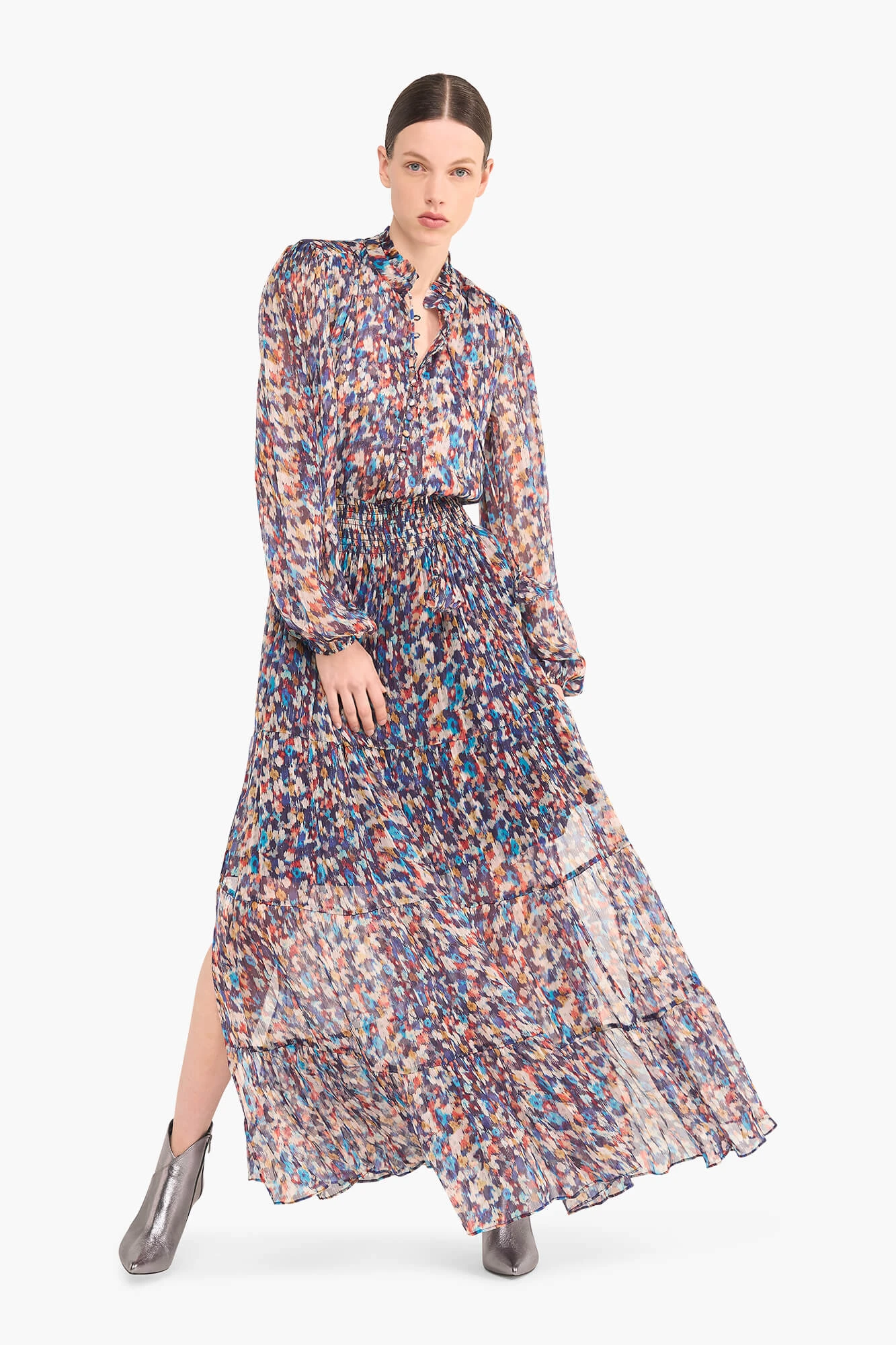 Jurk Lang Print Elastiek Walter Blauw