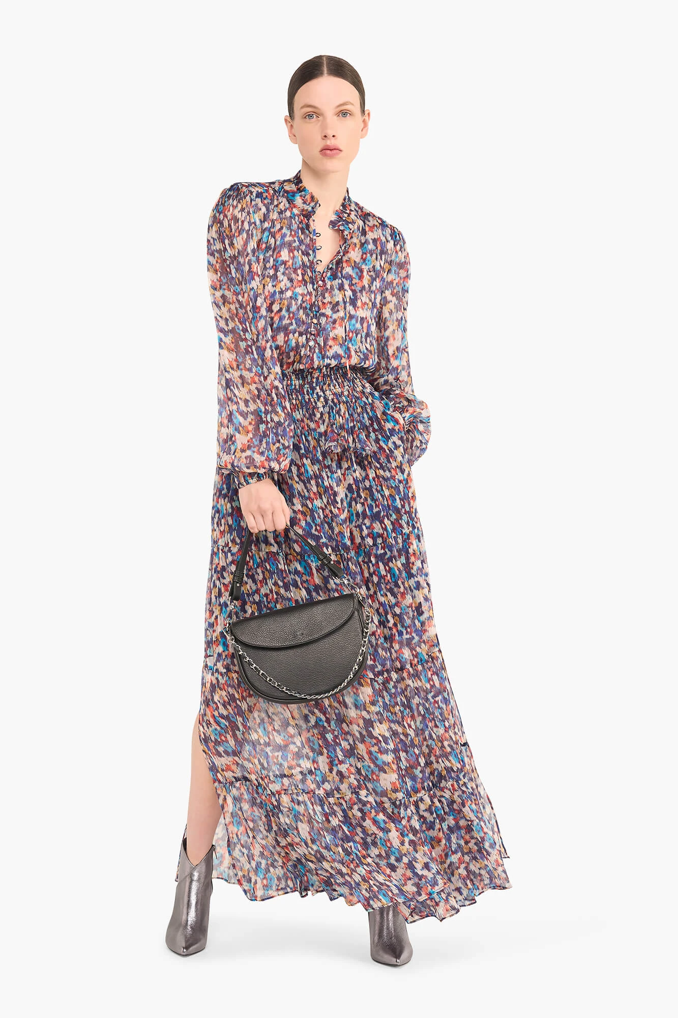 Jurk Lang Print Elastiek Walter Blauw