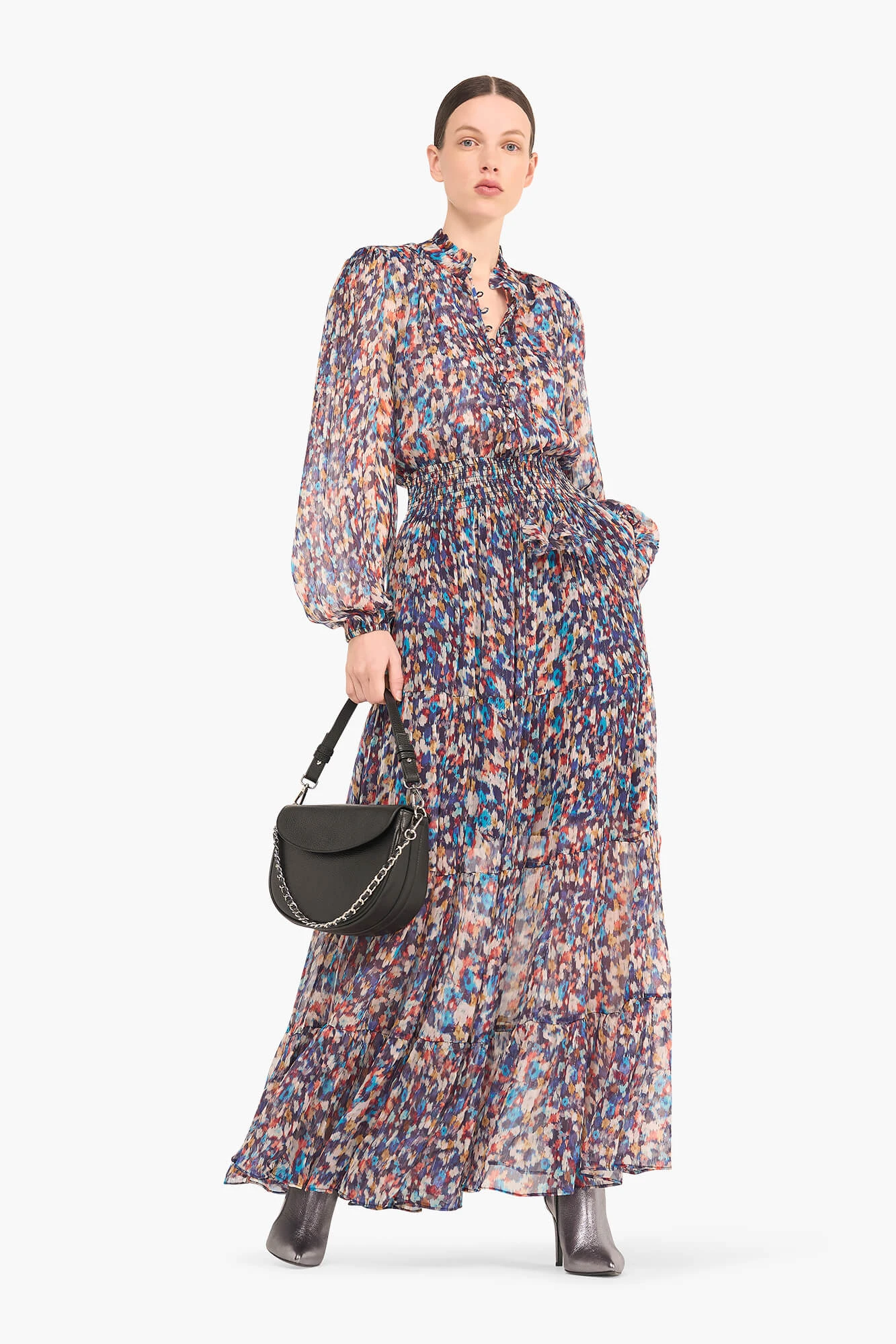 Jurk Lang Print Elastiek Walter Blauw