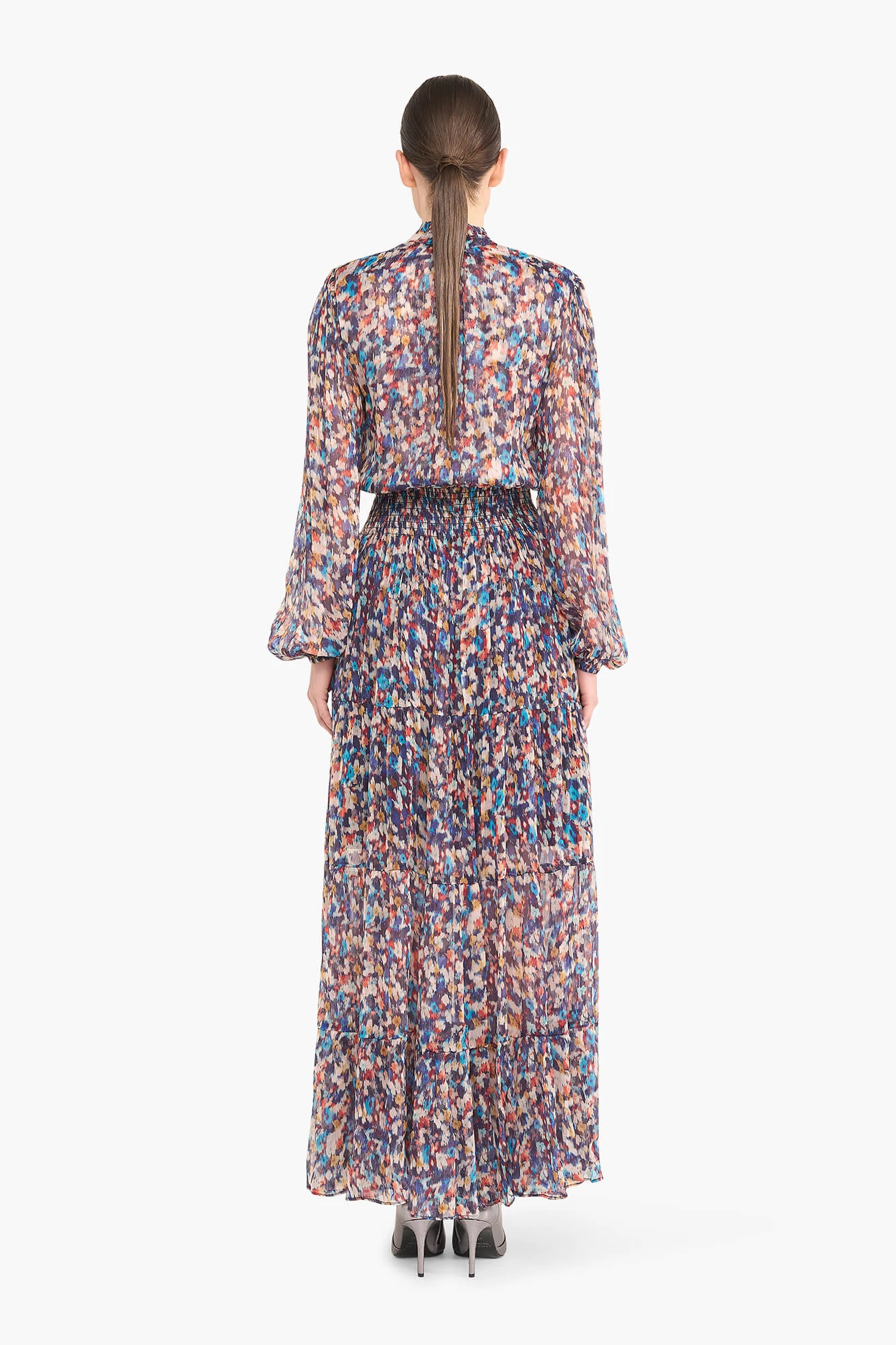 Jurk Lang Print Elastiek Walter Blauw