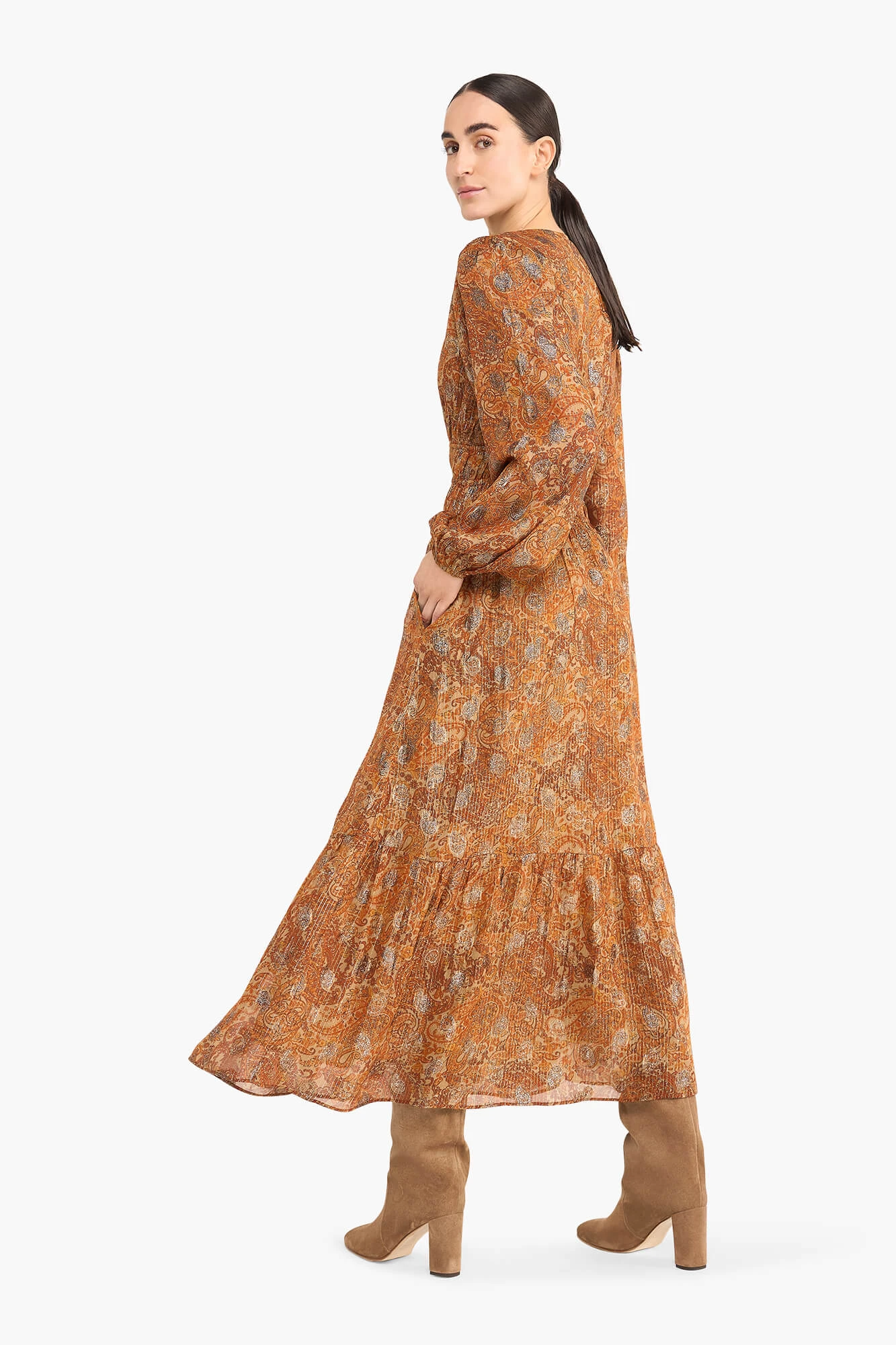 Jurk Lang Lurex Elastiek Milan Paisley