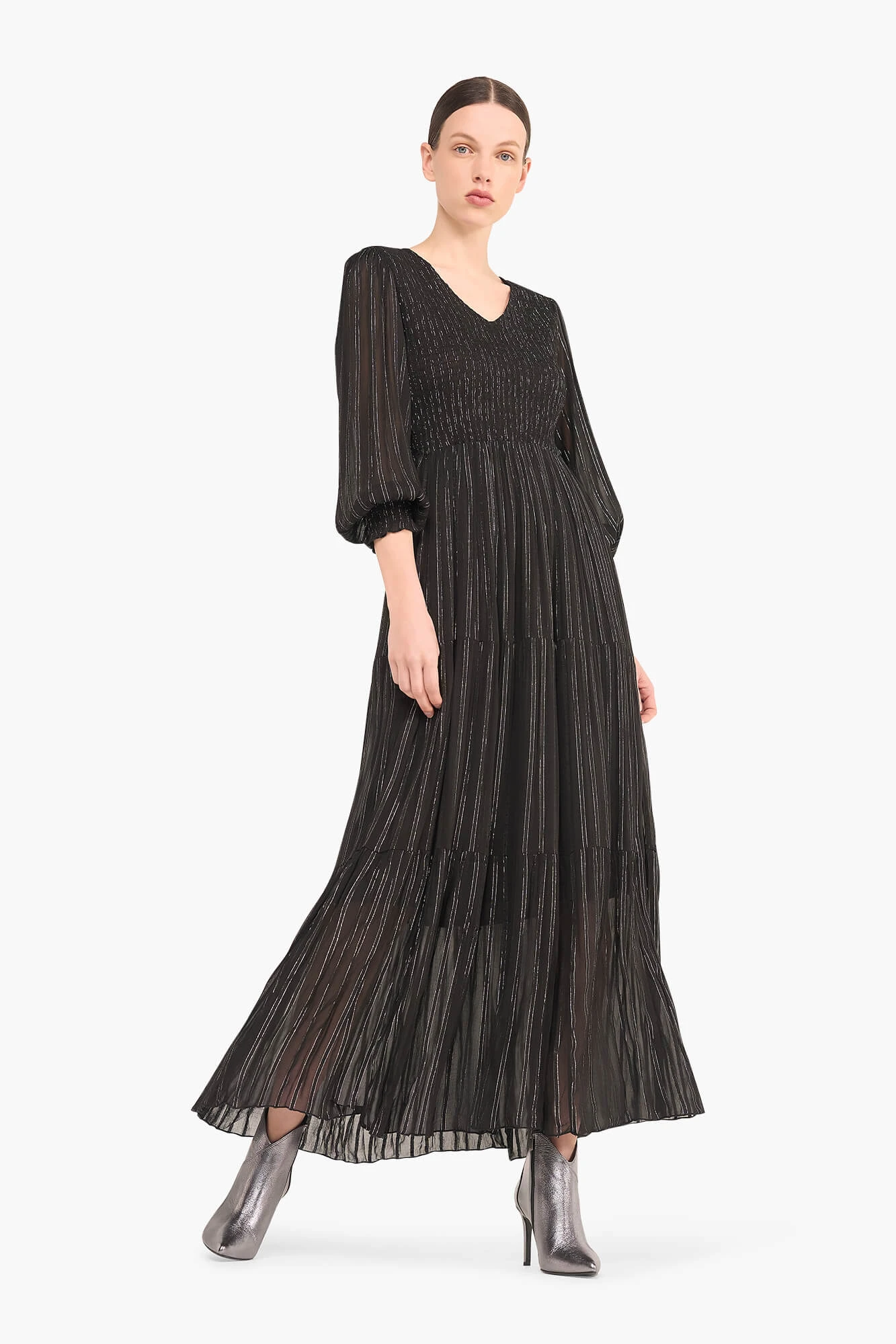 Jurk Lang Lurex Smog Finn Zwart