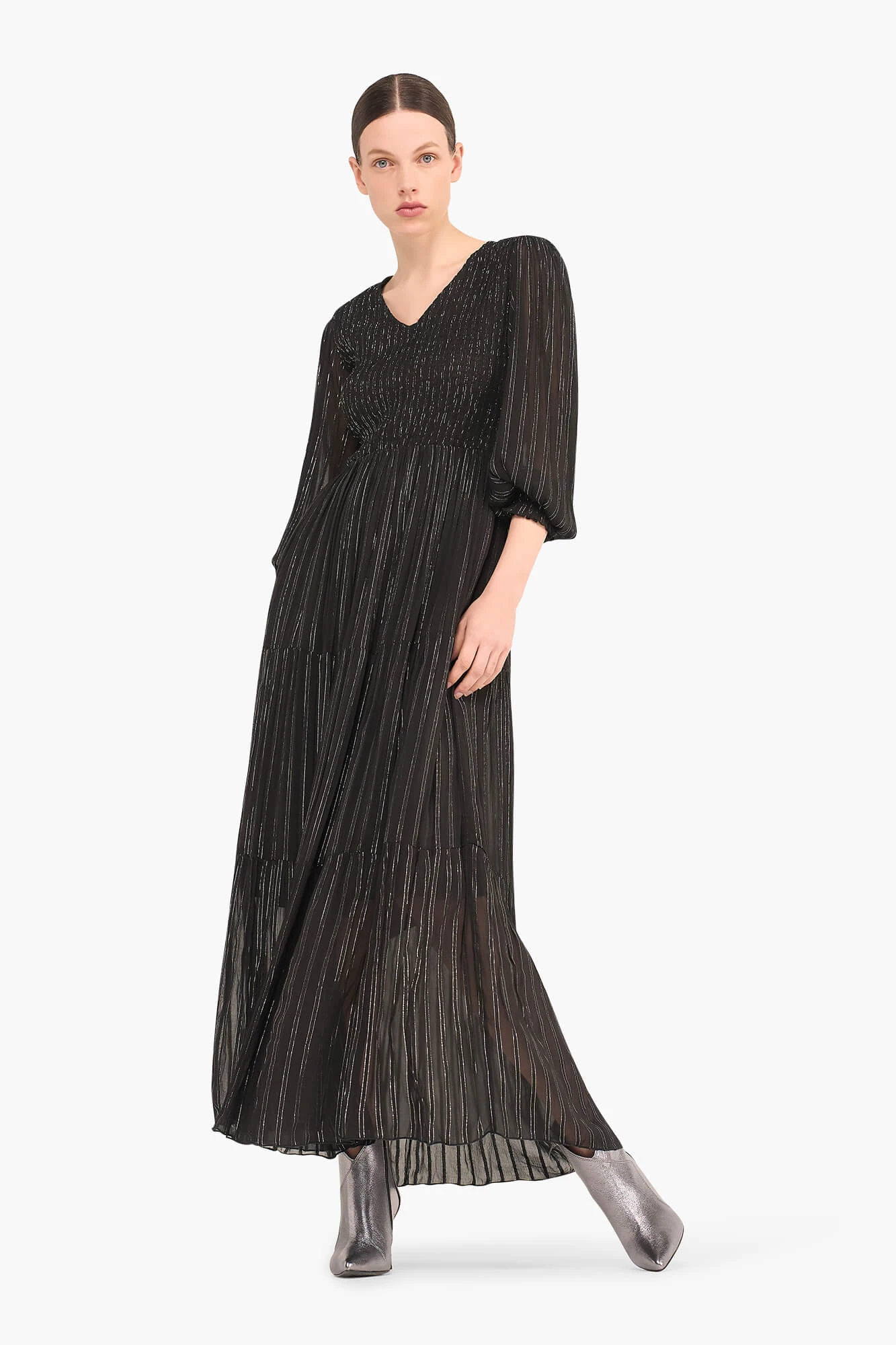 Jurk Lang Lurex Smog Finn Zwart