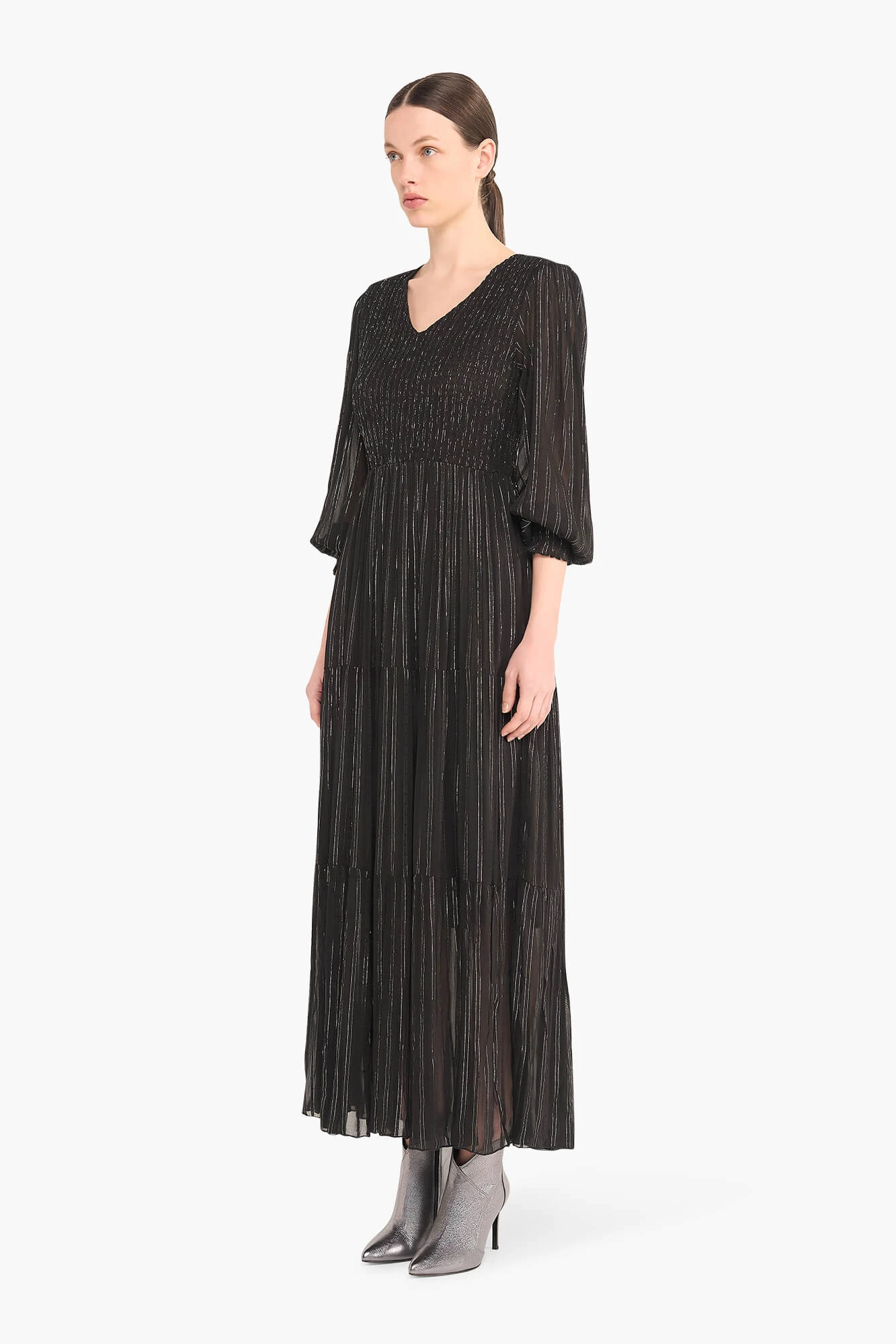 Jurk Lang Lurex Smog Finn Zwart