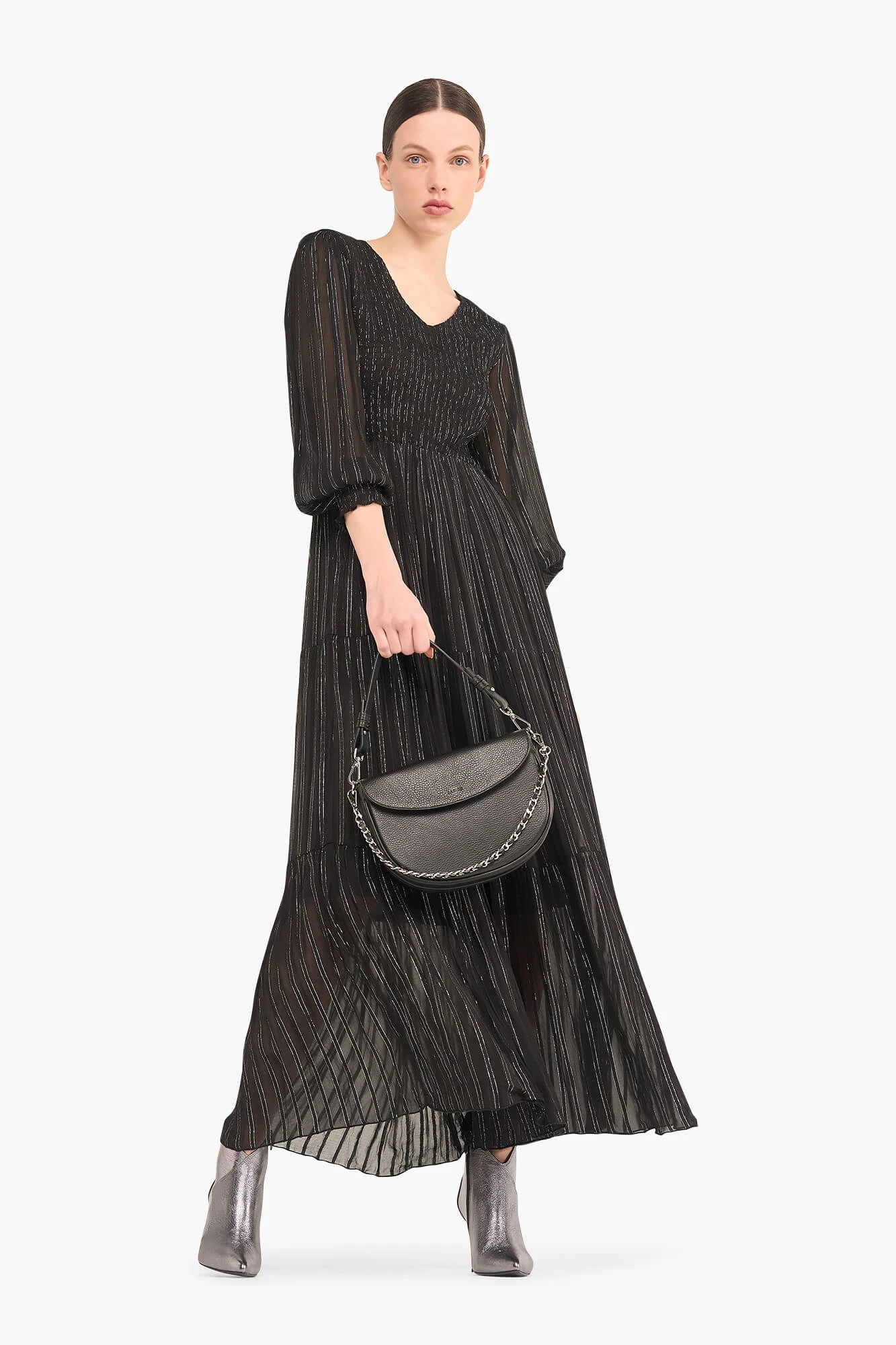 Jurk Lang Lurex Smog Finn Zwart
