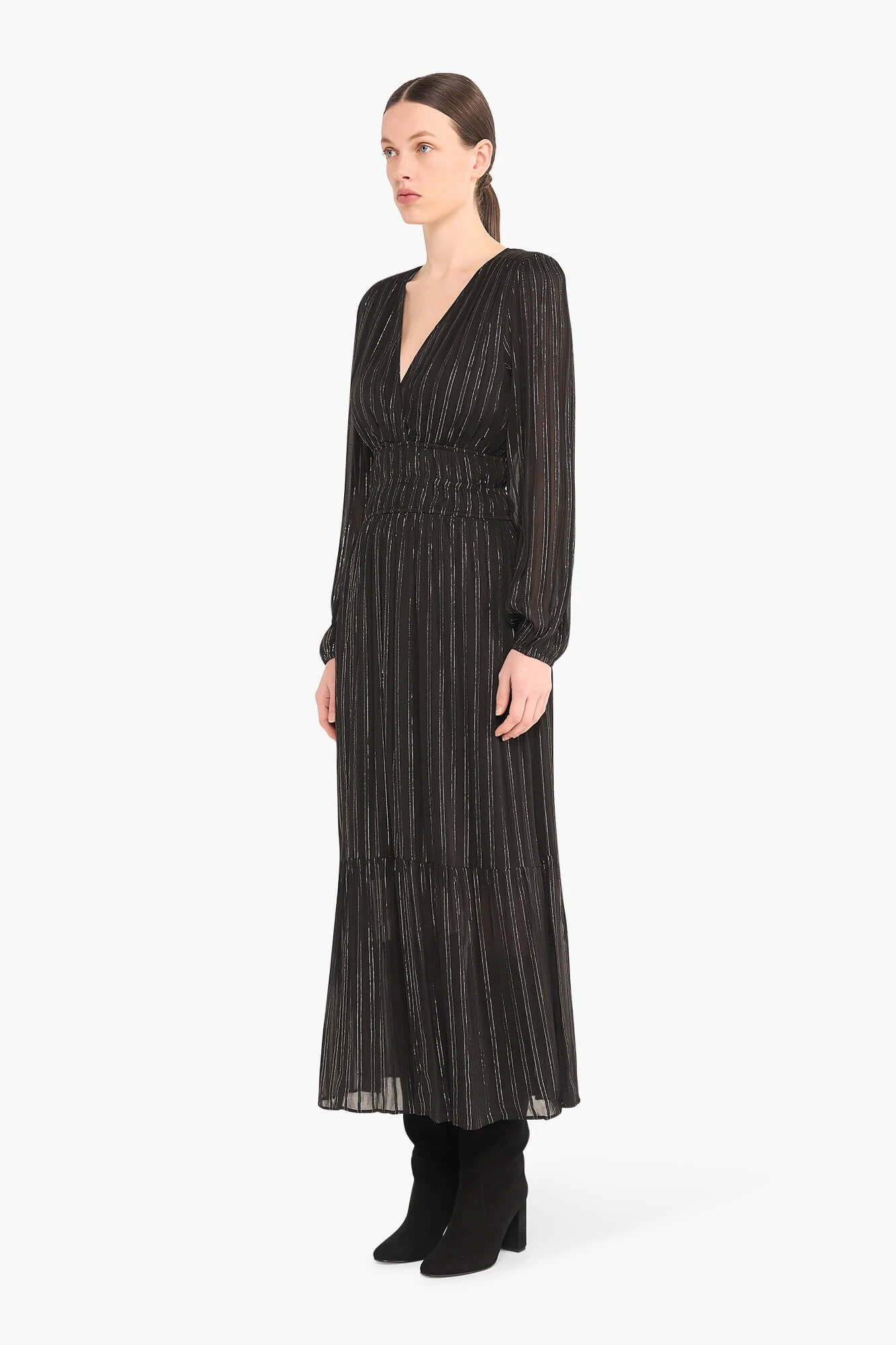 Jurk Lang Lurex Ealstiek Milan Zwart