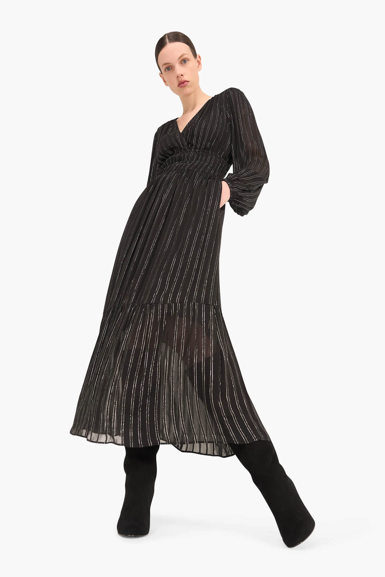 Jurk Lang Lurex Ealstiek Milan Zwart