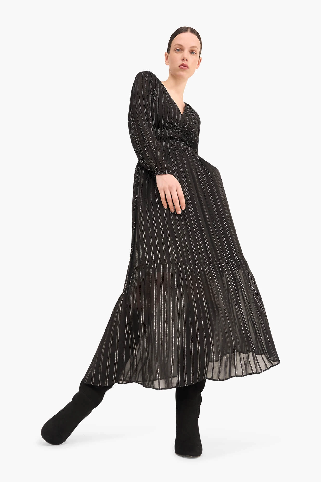 Jurk Lang Lurex Ealstiek Milan Zwart