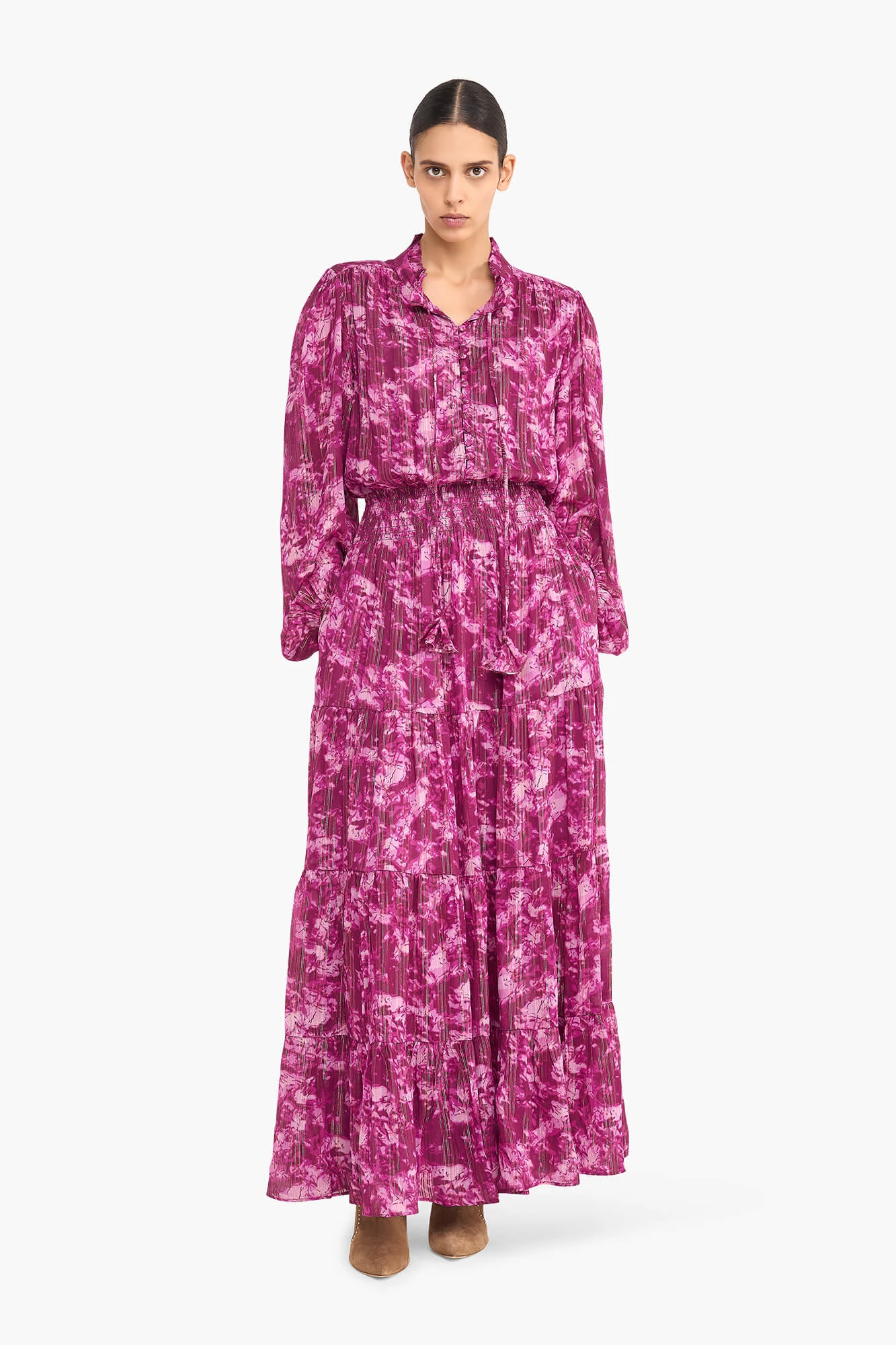 Jurk Lang Print Lurex Walter Paars