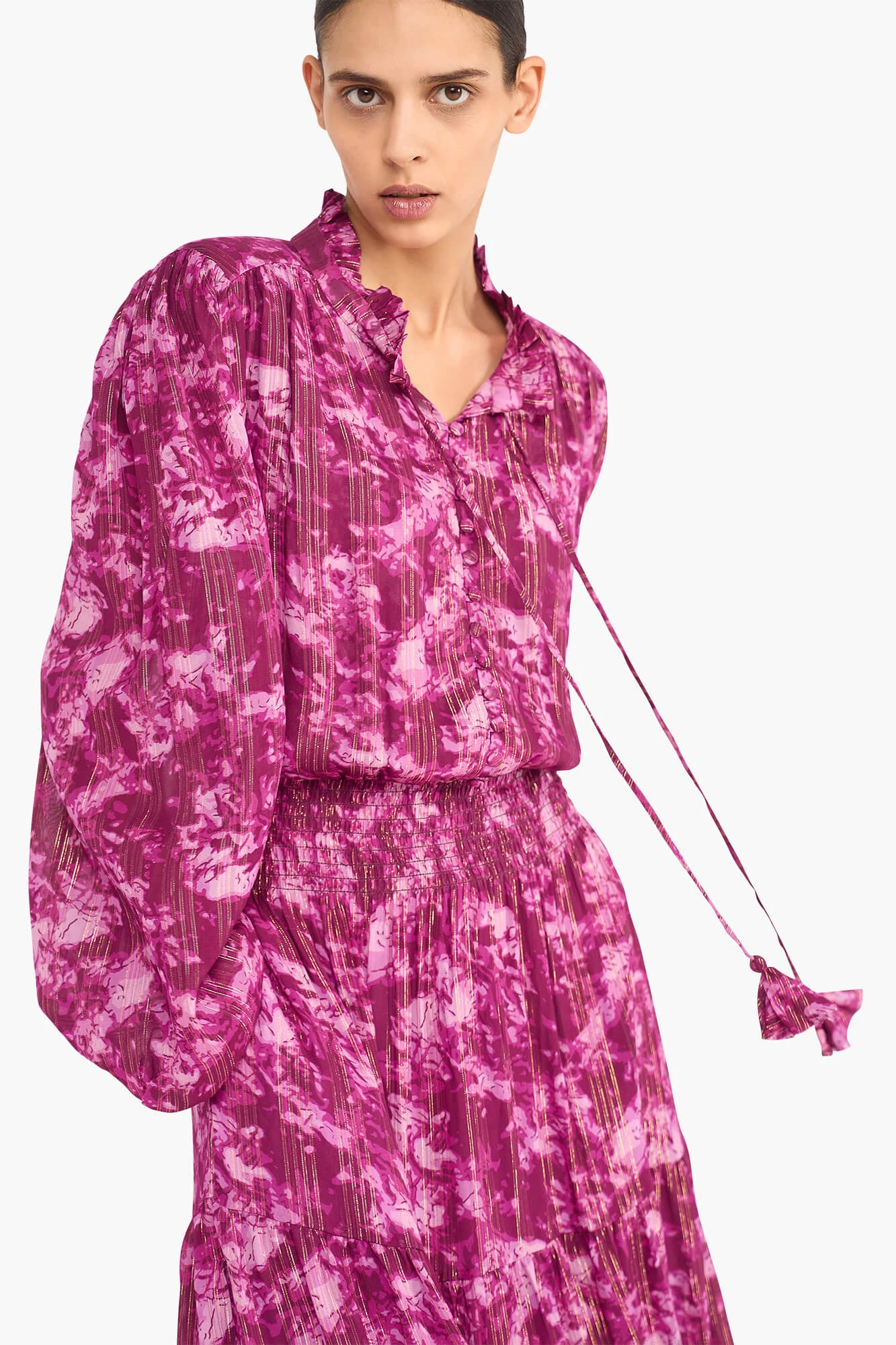 Jurk Lang Print Lurex Walter Paars