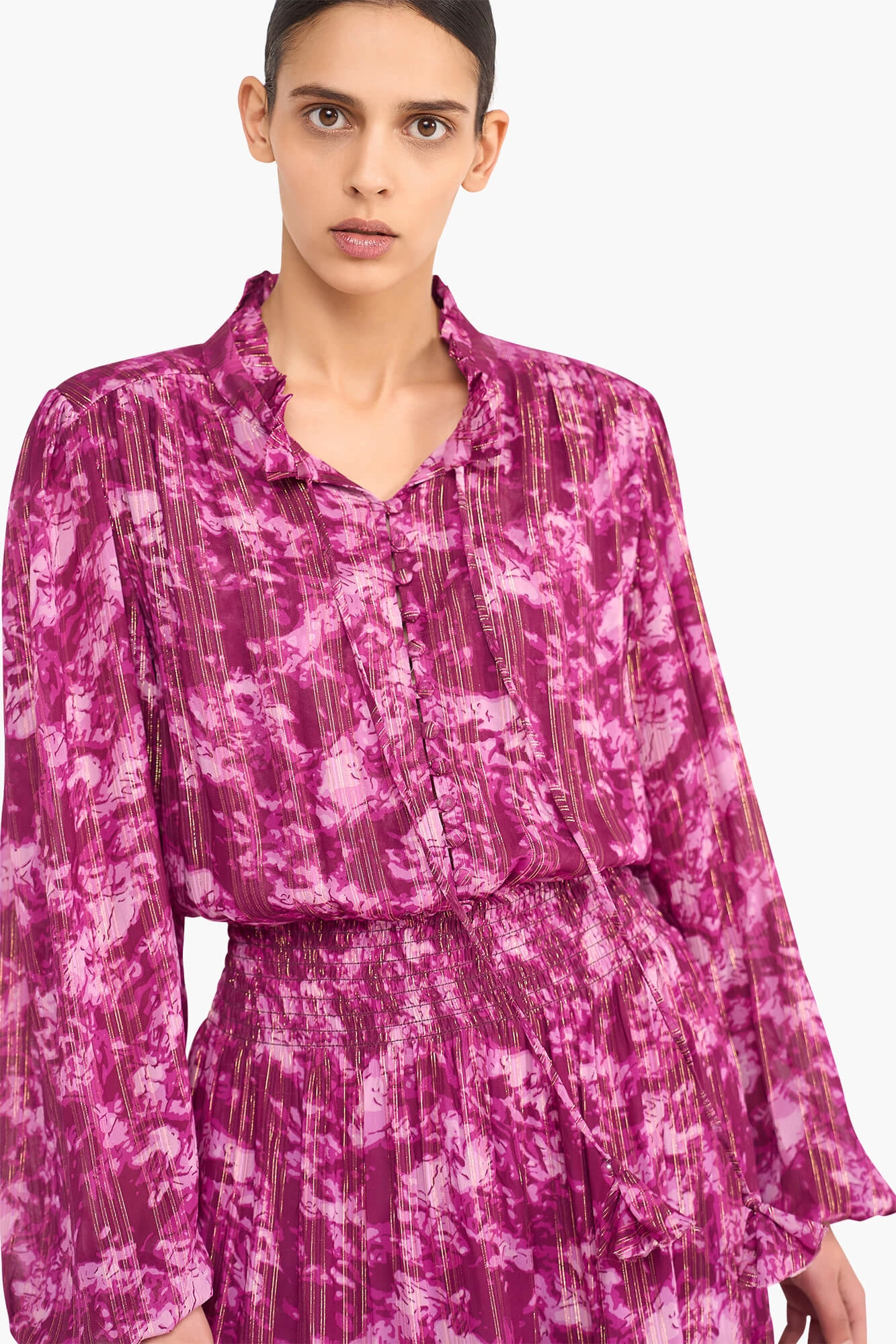 Jurk Lang Print Lurex Walter Paars