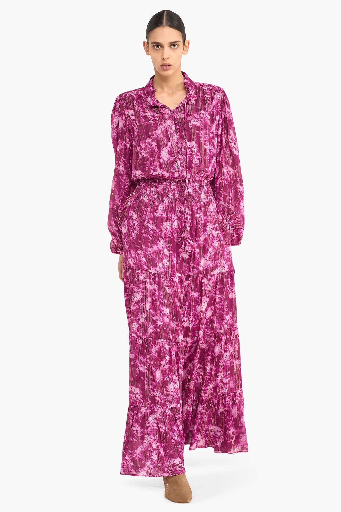 Jurk Lang Print Lurex Walter Paars