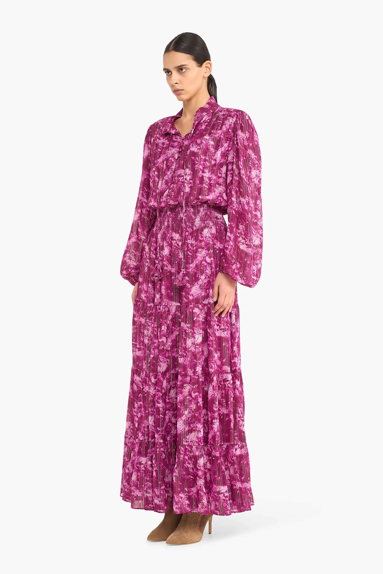 Jurk Lang Print Lurex Walter Paars