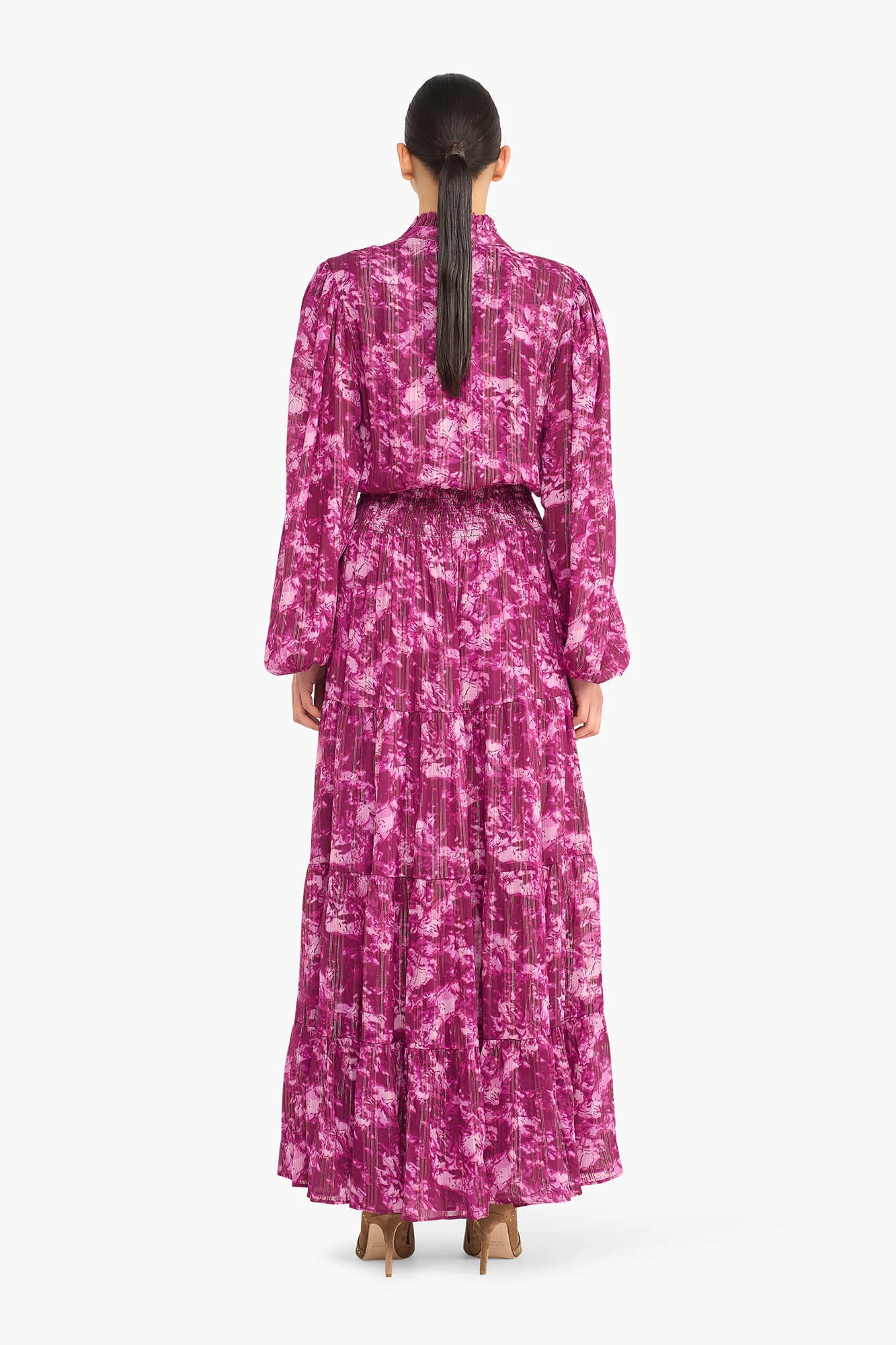 Jurk Lang Print Lurex Walter Paars