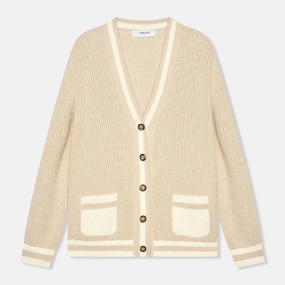 Katoenen Vest Knopen Dames Mars Beige