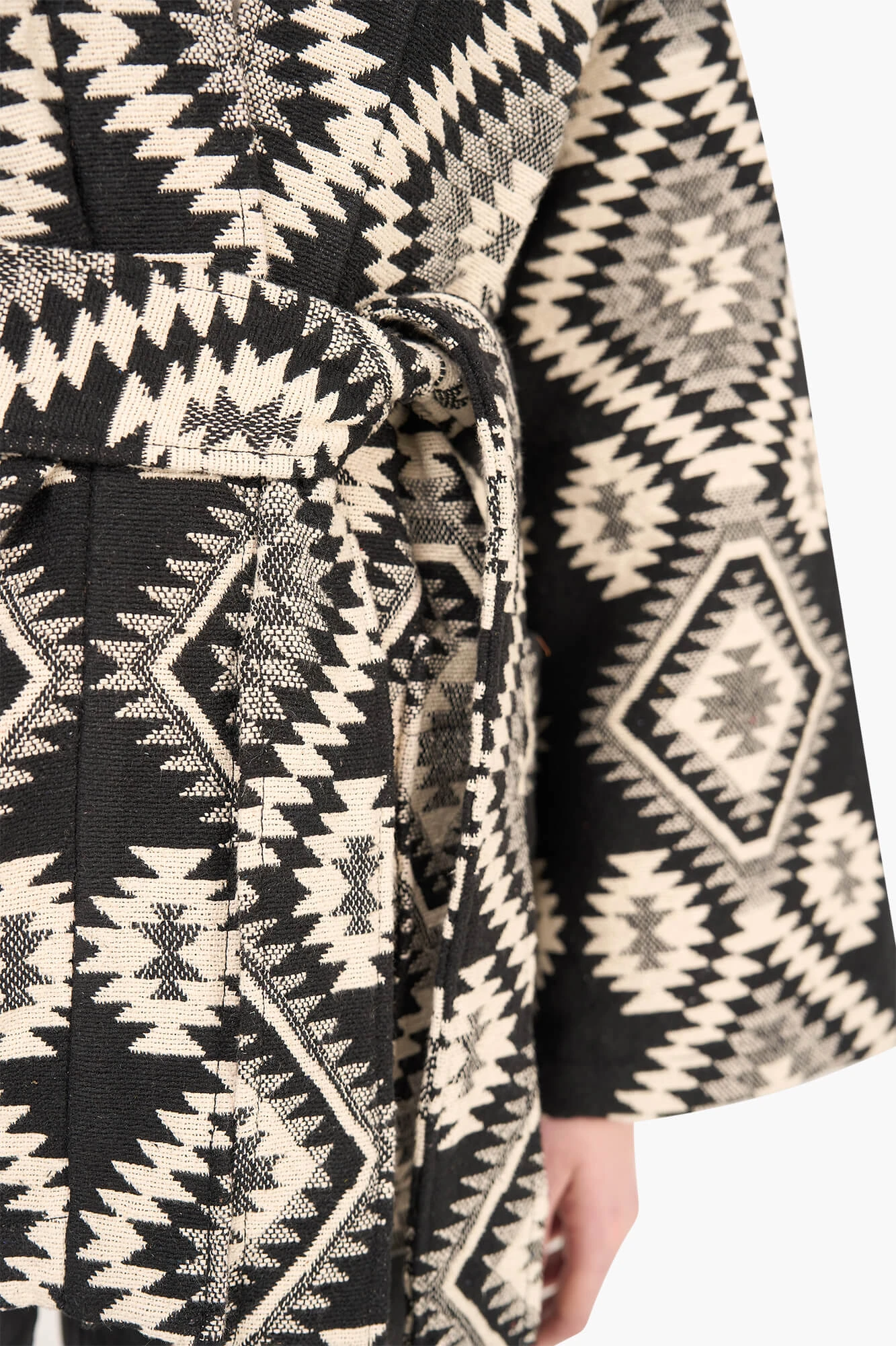 Kimono Dames Jacquard Preston Aztec Zwart