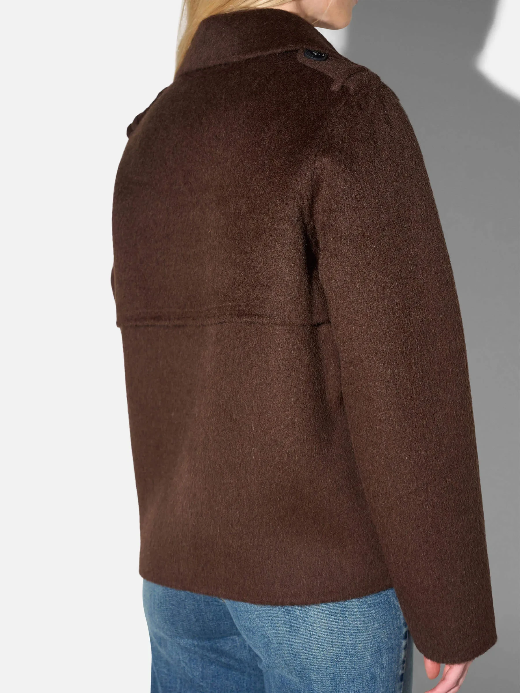 Korte Trench Dames Jas Yak Wol Jean Bruin