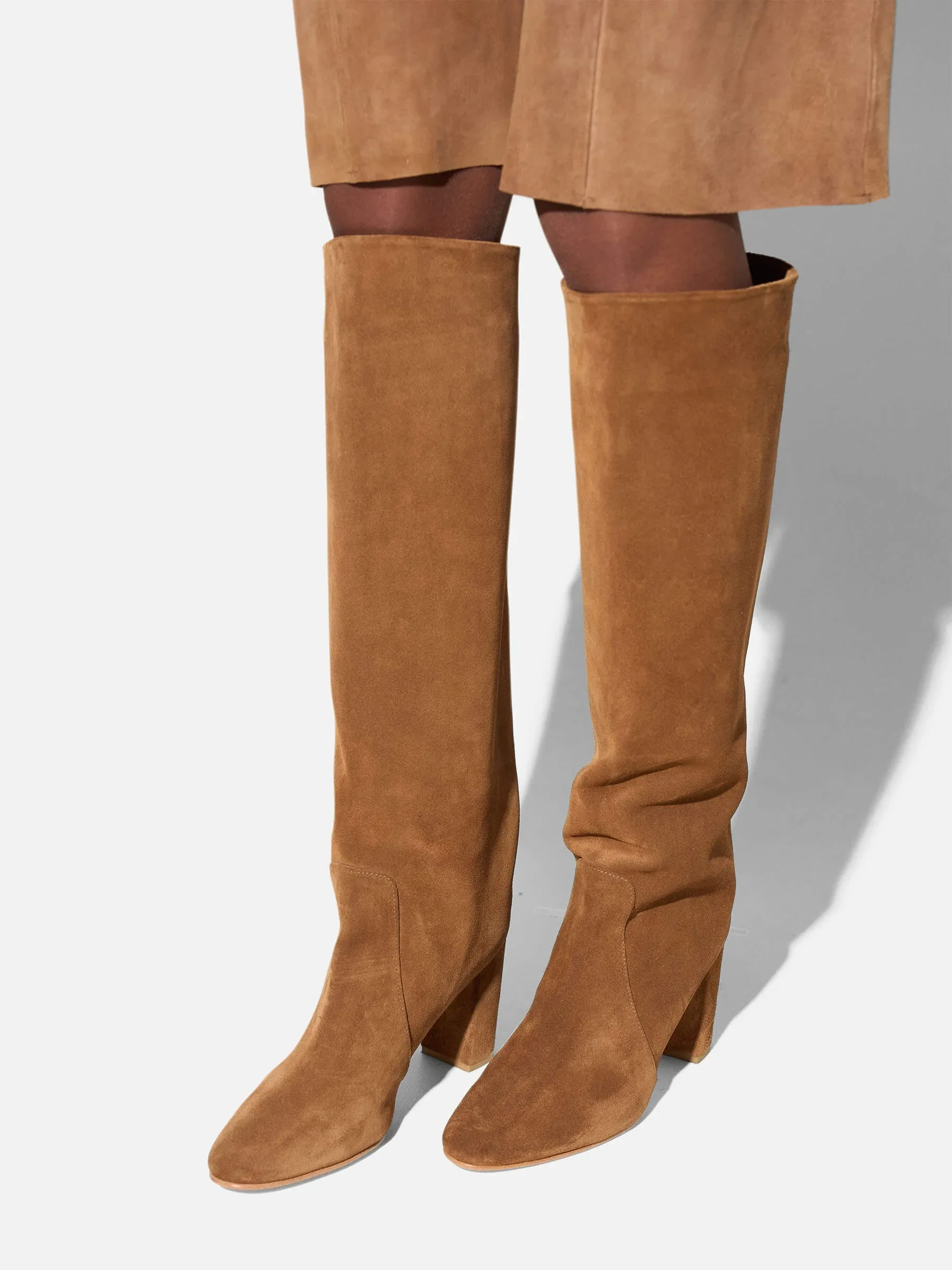 Laars Dames Hoog Leer Roman Suede Cognac