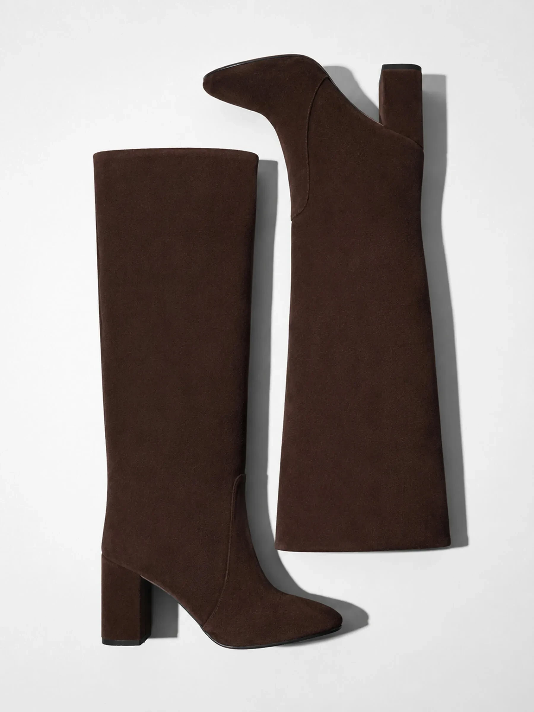Laars Dames Hoog Leer Roman Suede Donker Bruin