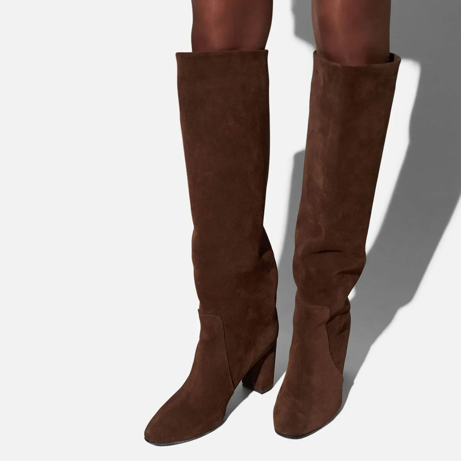 Laars Dames Hoog Leer Roman Suede Donker Bruin