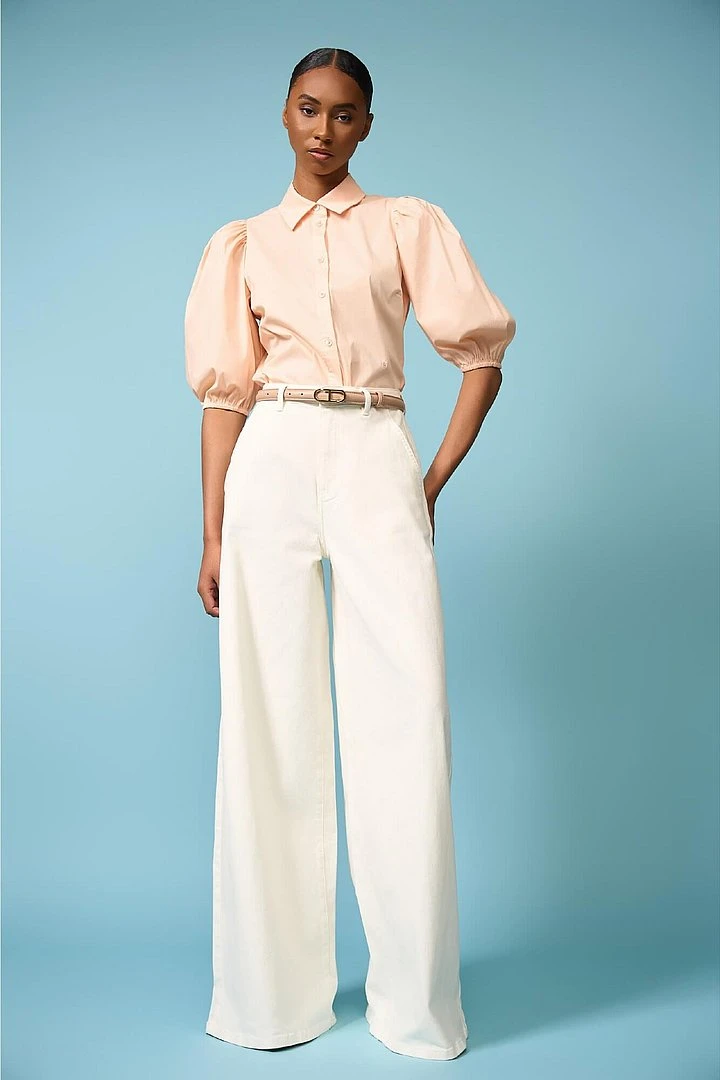 Jeans Dames Wijde Pijp High Rise Stretch Dexter Off White 264