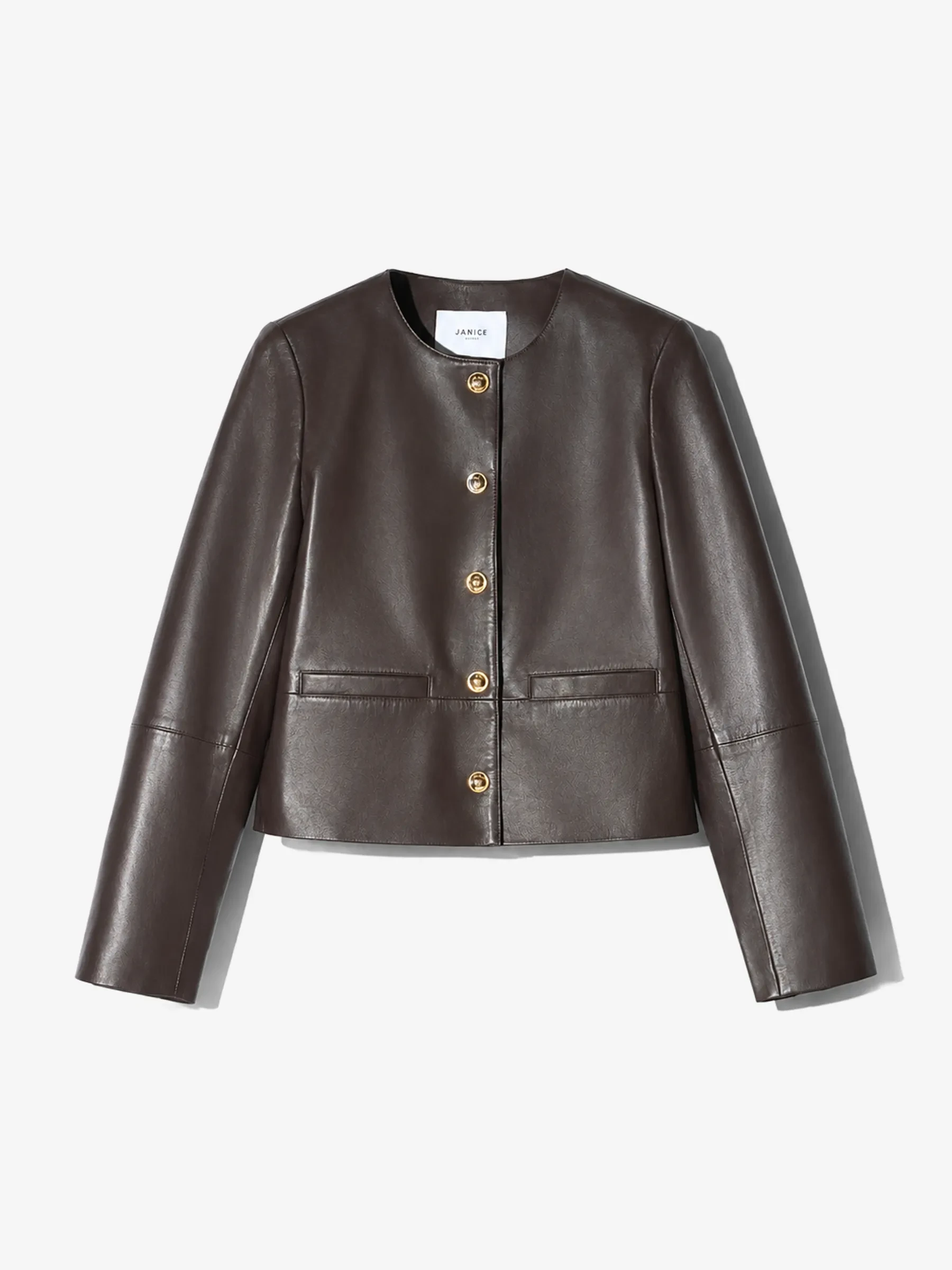 Leren Blazer Jack Gouden Drukknopen Laurent Bruin