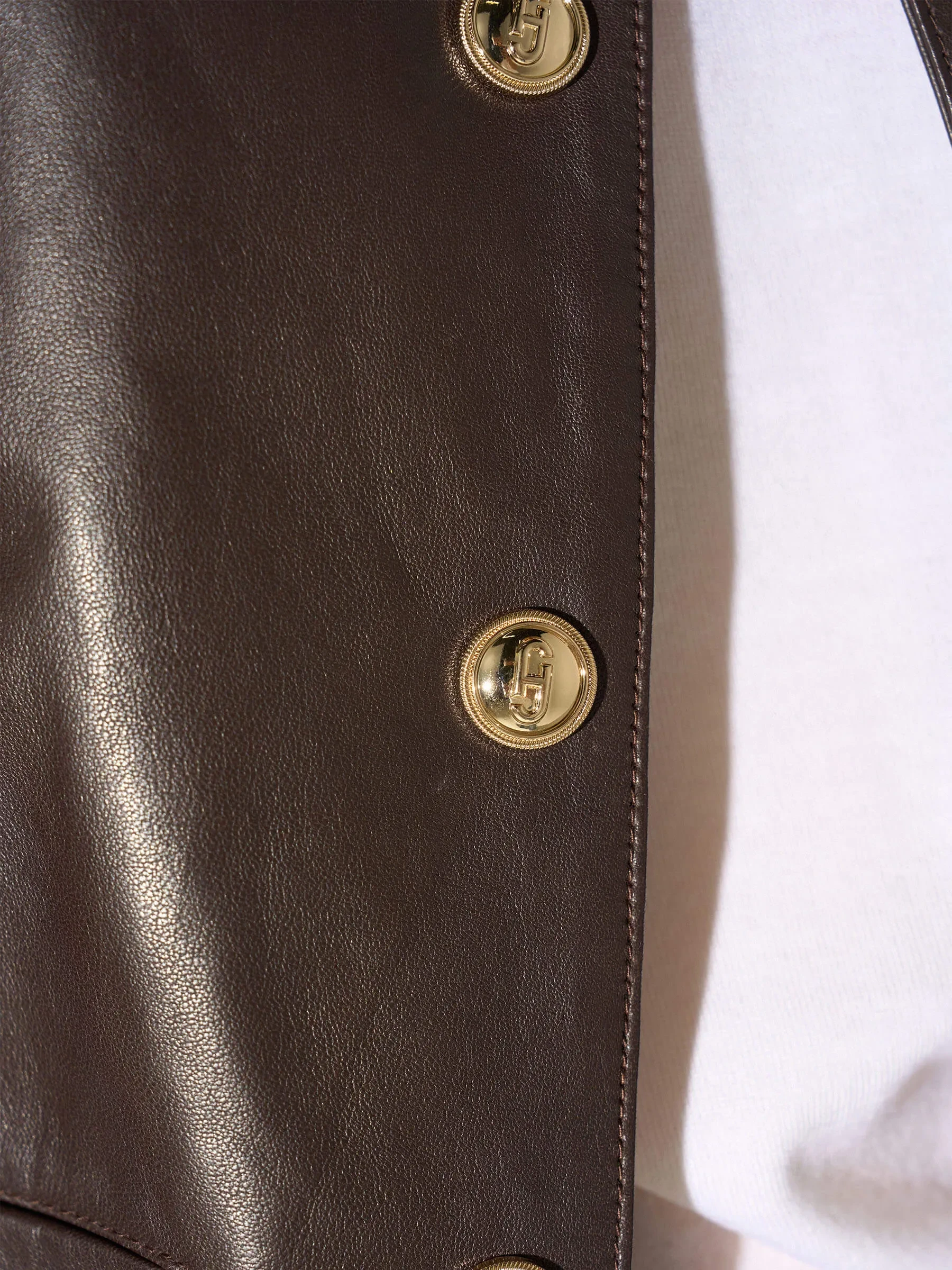 Leren Blazer Jack Gouden Drukknopen Laurent Bruin