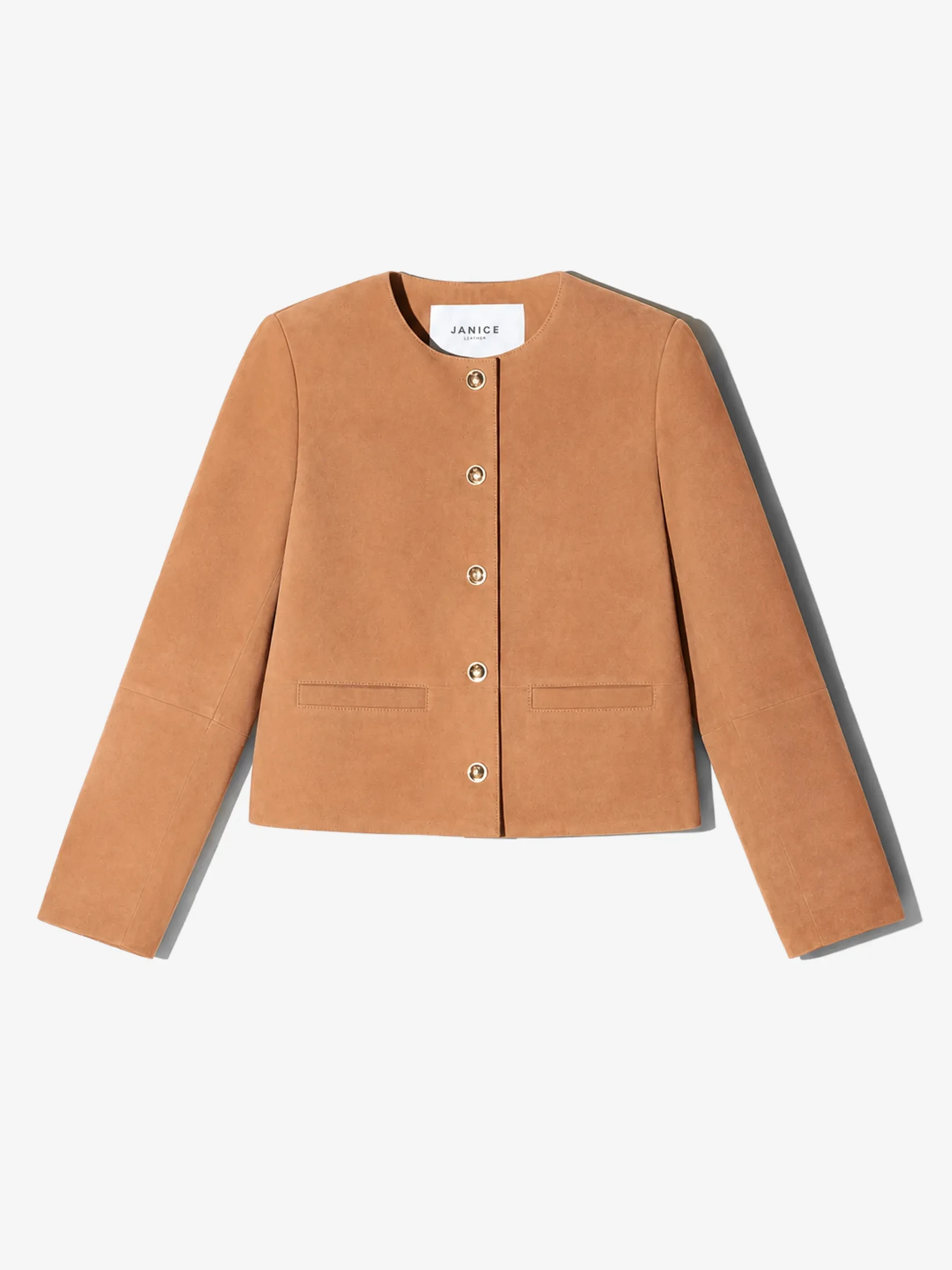 Leren Blazer Jack Gouden Drukknopen Laurent Suede Cognac