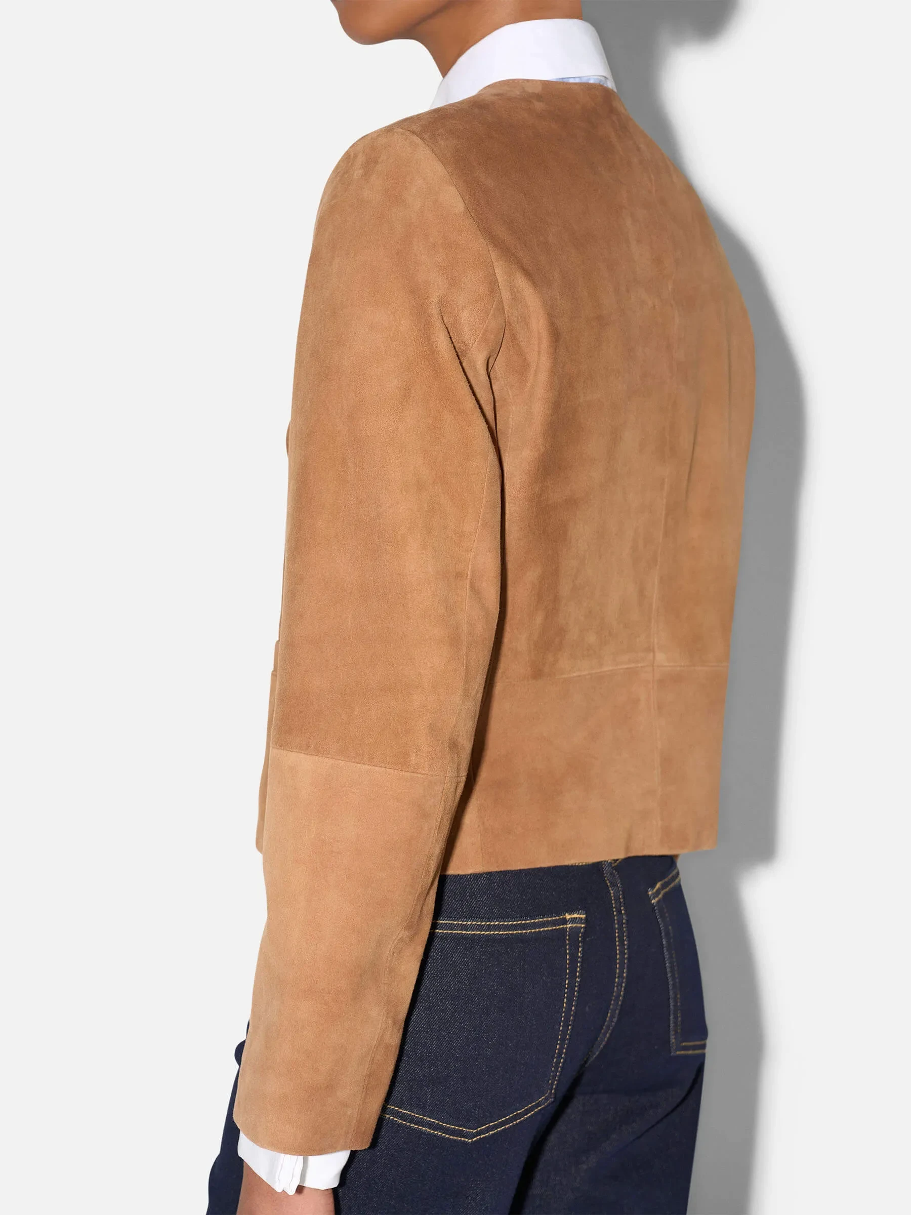 Leren Blazer Jack Gouden Drukknopen Laurent Suede Cognac