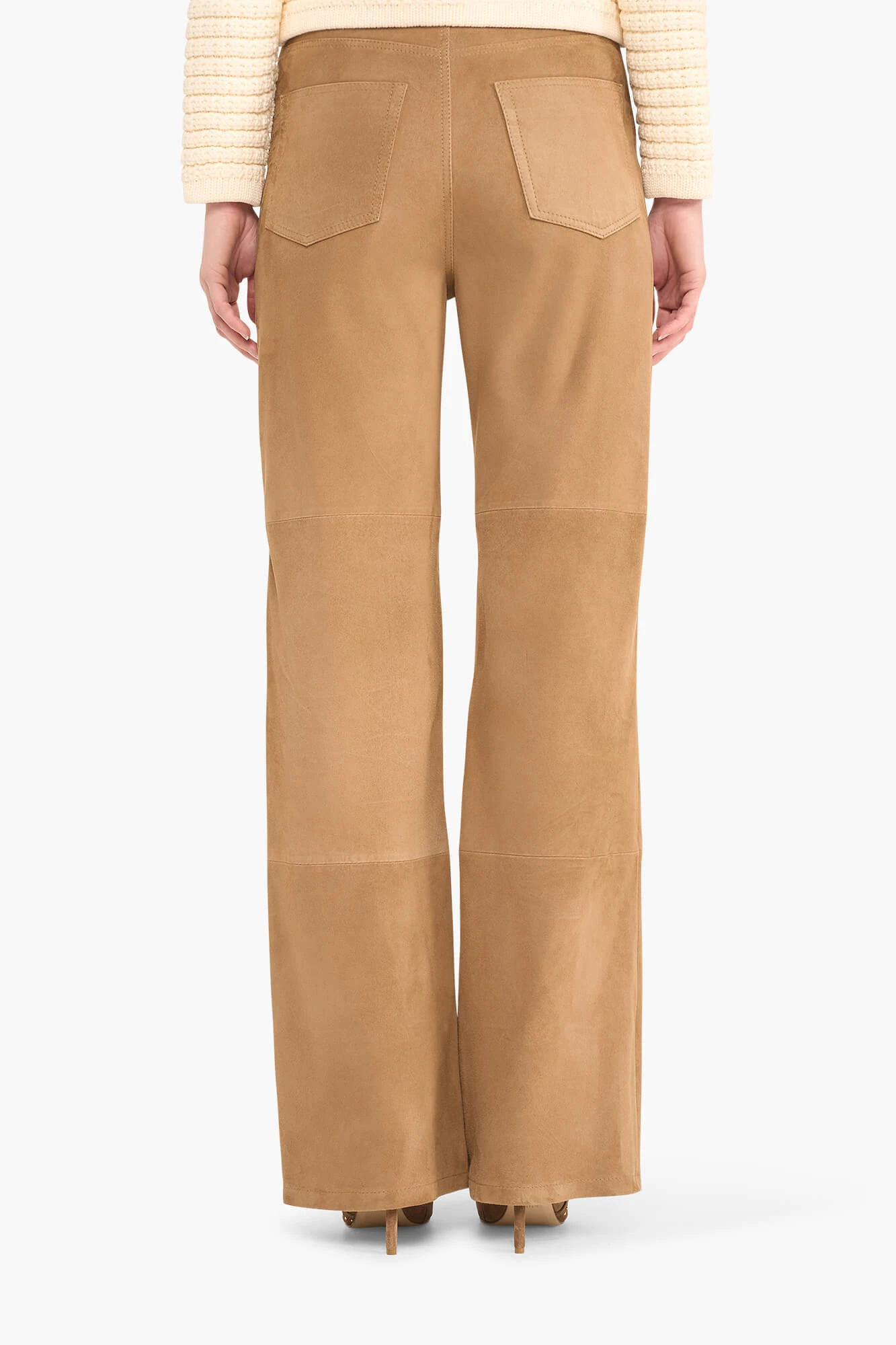 Leren Broek Dames Suede Rechte Pijp Jason Cognac
