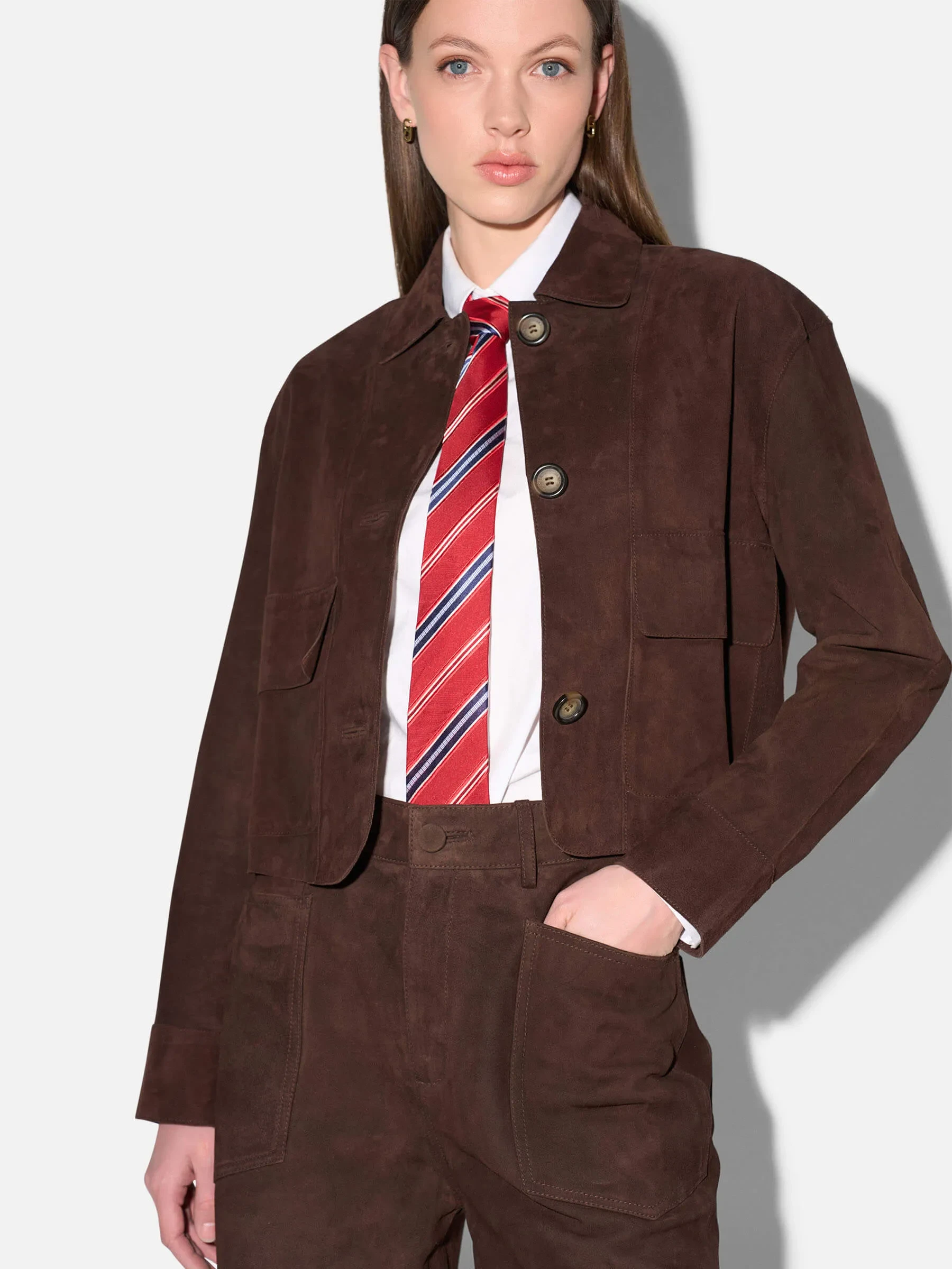 Leren Dames Jack Knopen William Suede Bruin