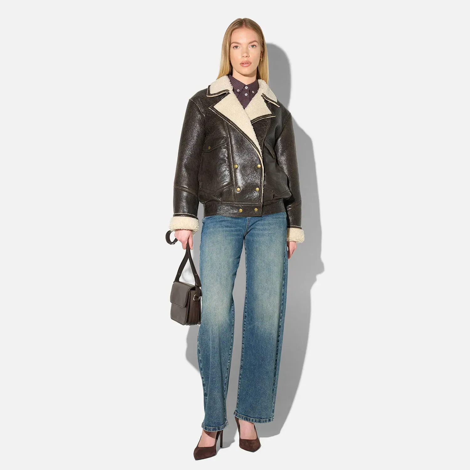 Leren Dames Lammy Vintage Pilot Bruin