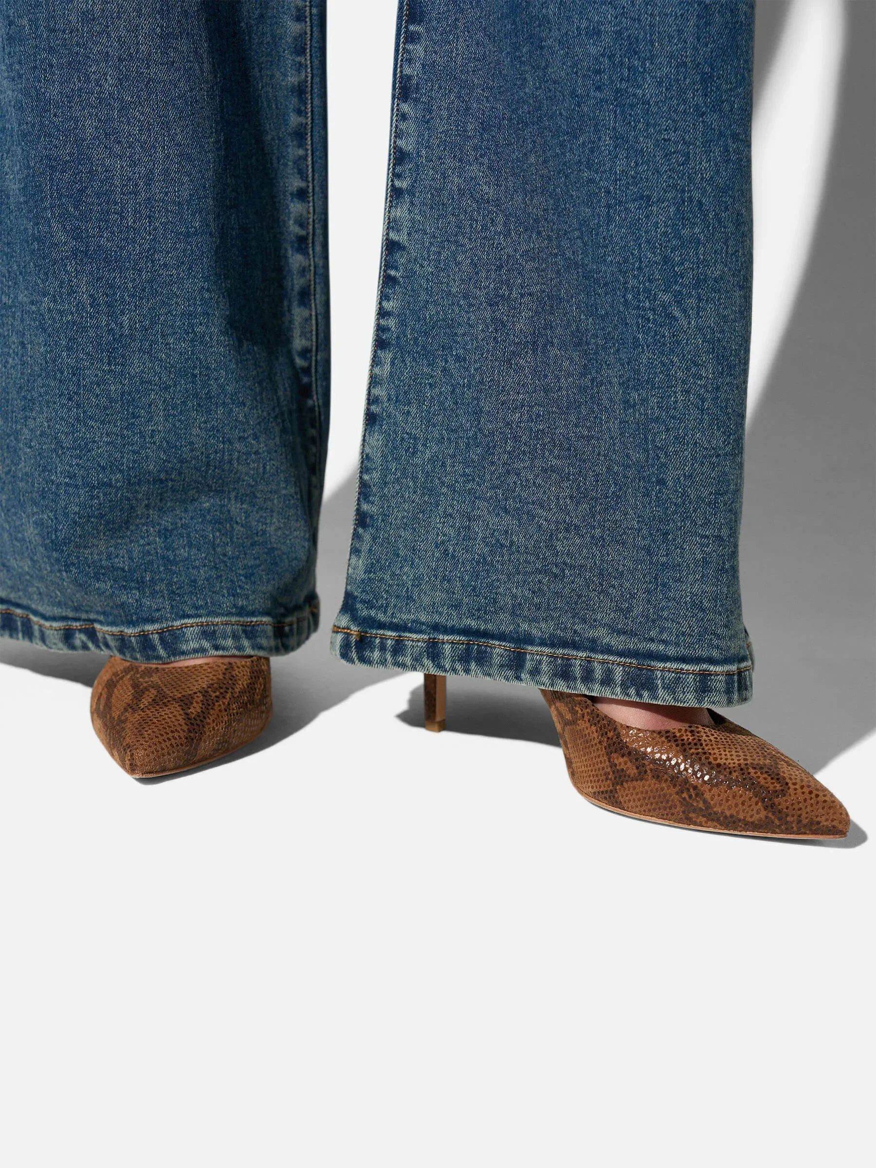 Leren Dames Pumps Dean Slangenprint Bruin
