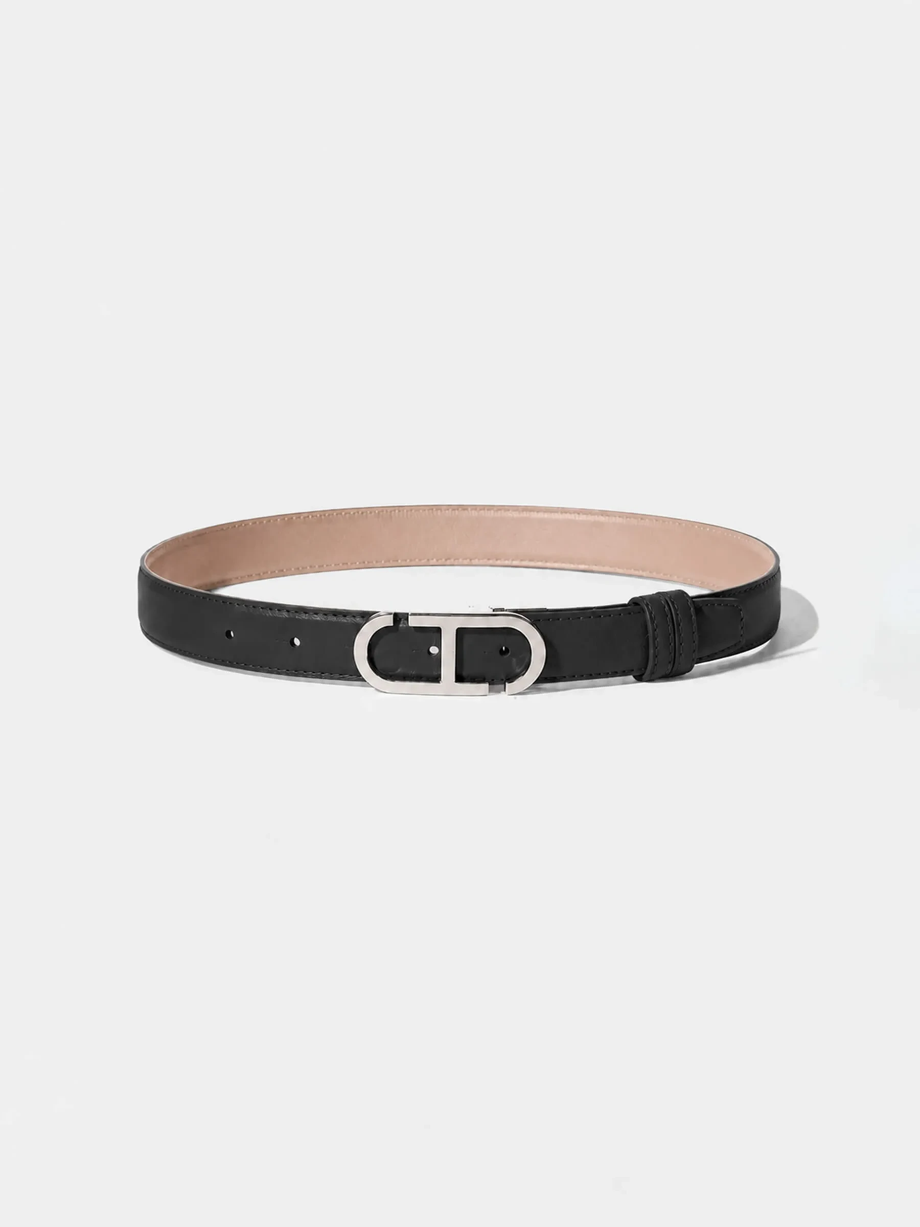 Leren Dames Riem Reversible Zwart Taupe Zilver Trophy Buckle