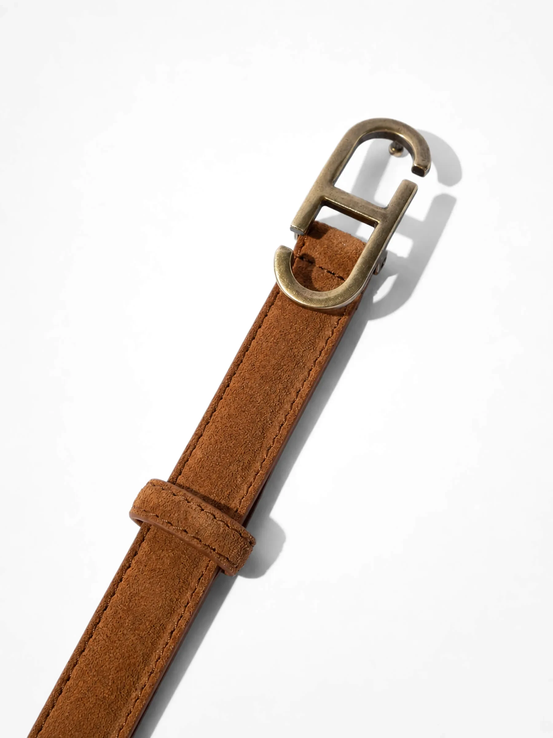 Leren Dames Riem Trophy Brass Cognac Suede