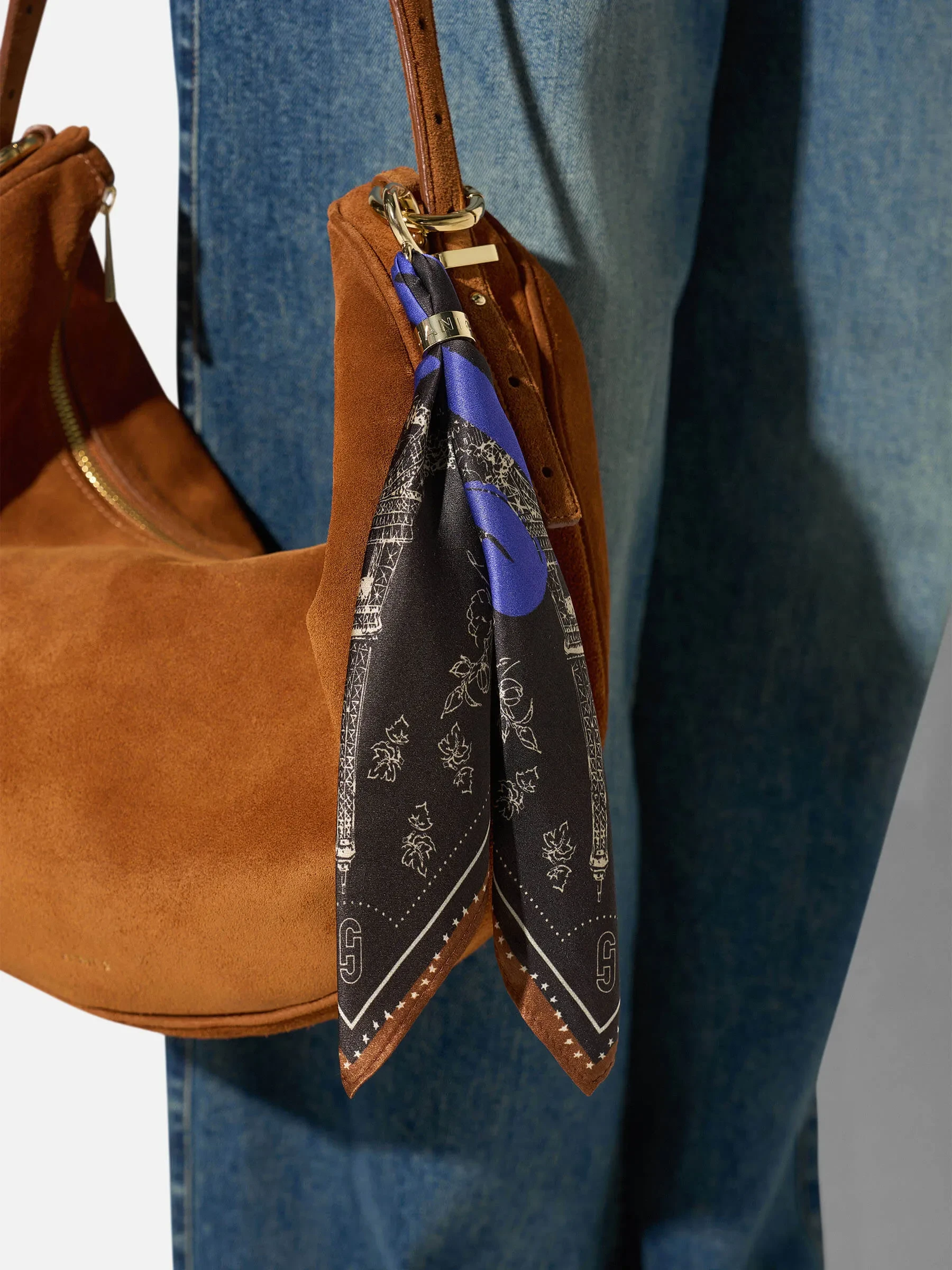 Leren Dames Schoudertas Suede Oregon Cognac