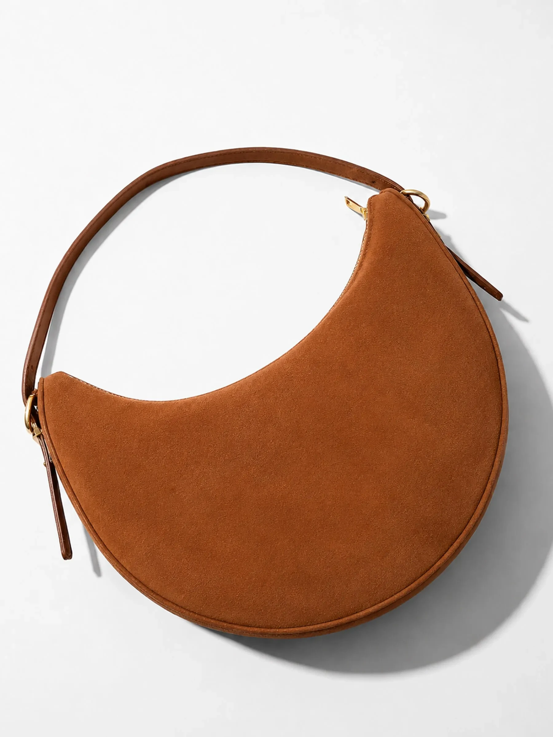 Leren Dames Schoudertas Suede Oregon Cognac