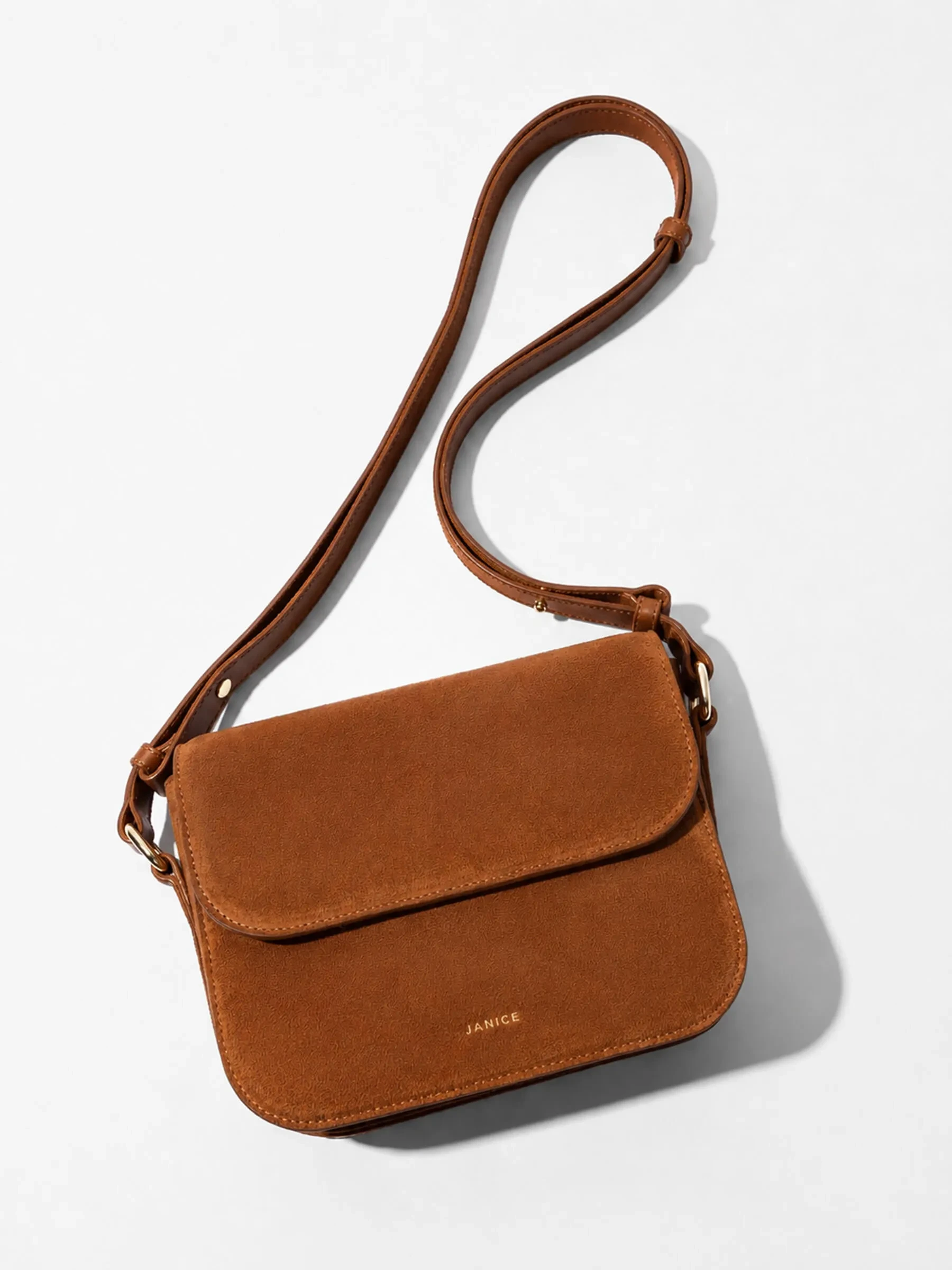 Leren Dames Tas Elias Cognac Suede