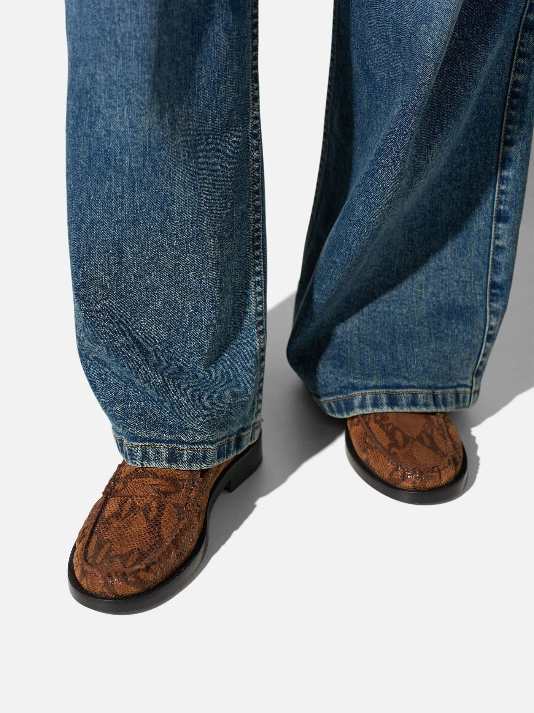 Leren Penny Loafer Dames Sevan Slangenprint