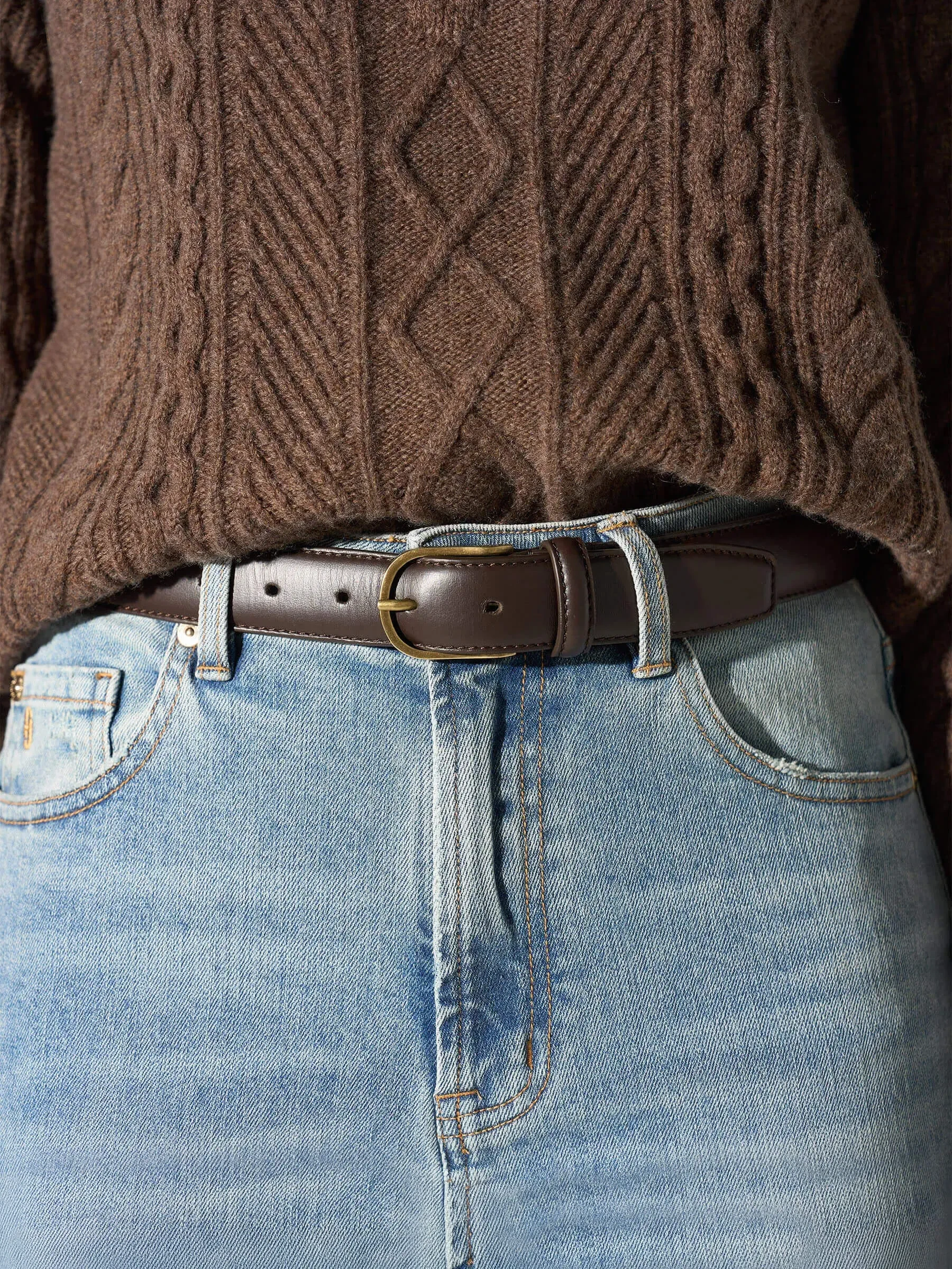 Leren Riem Dames Chase Brass Bruin
