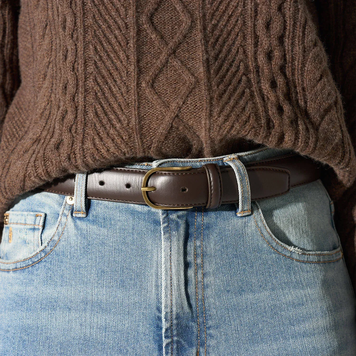 Leren Riem Dames Chase Brass Bruin