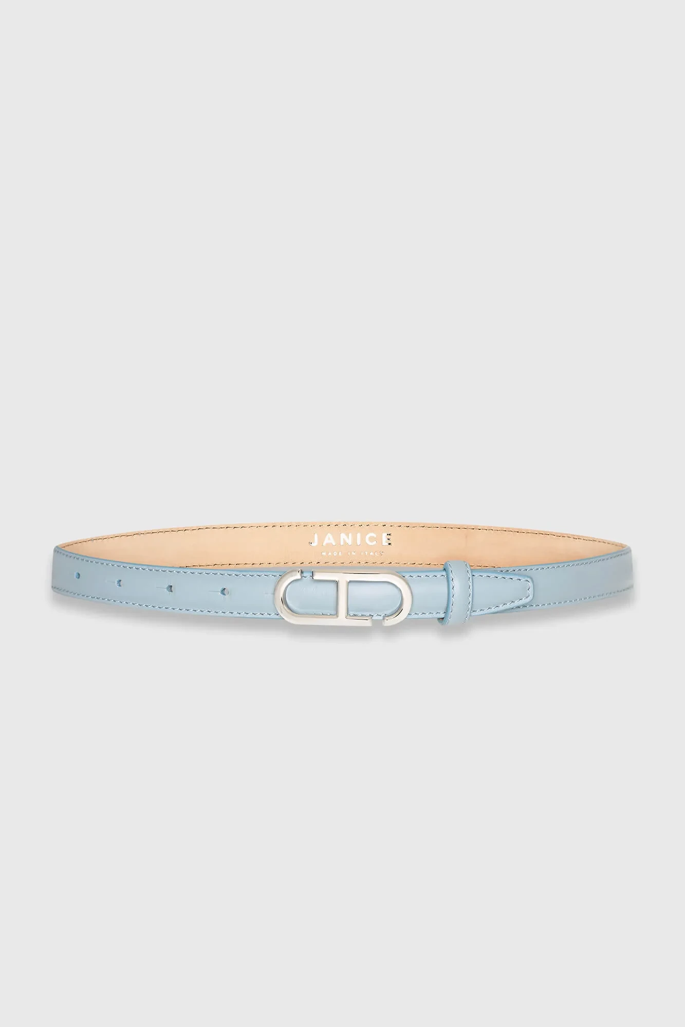 Leren Riem Dames Trophy Buckle Zilver Blauw
