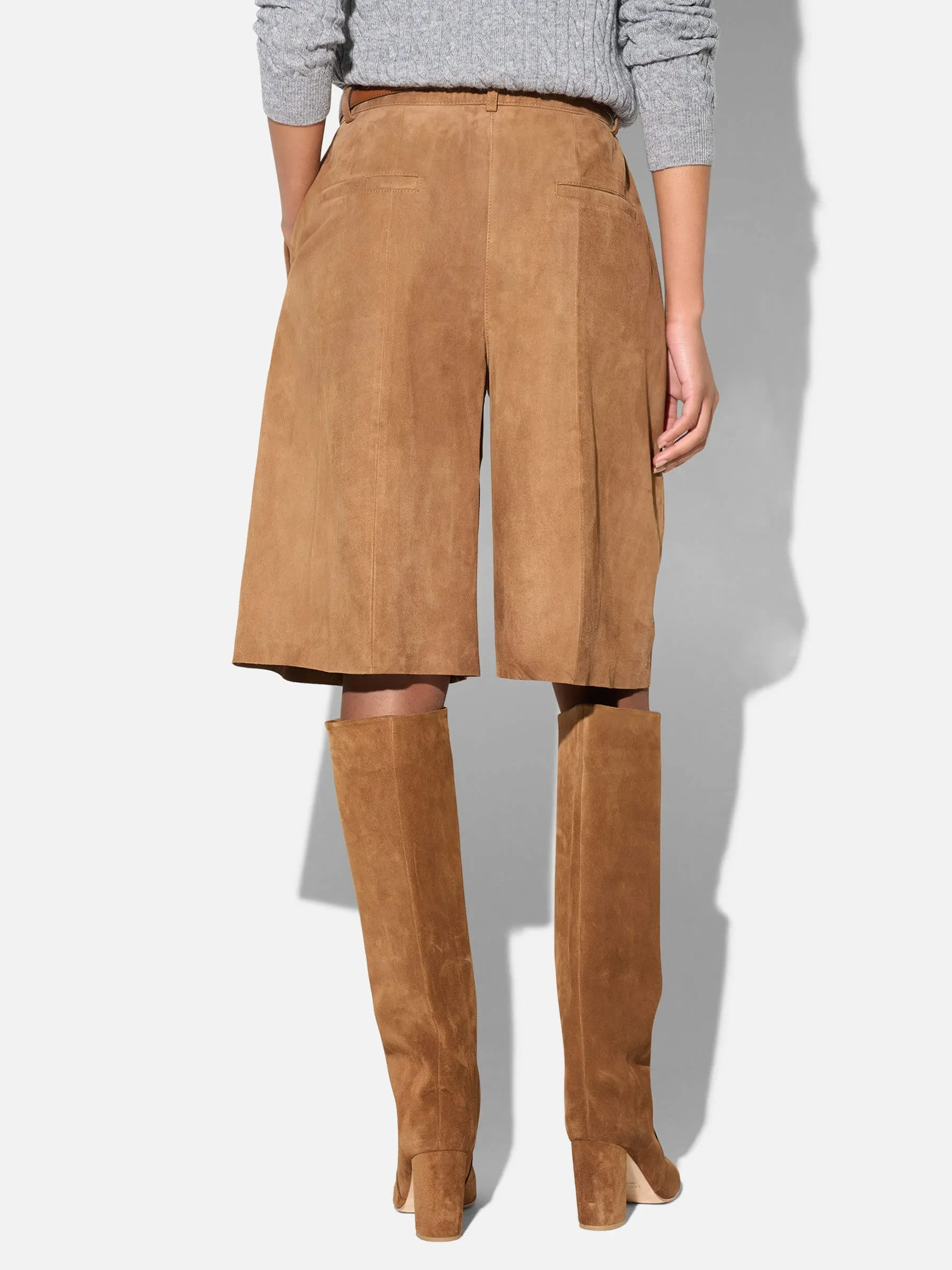 Leren Short Dames Steekzakken Dime Suede Tabacco