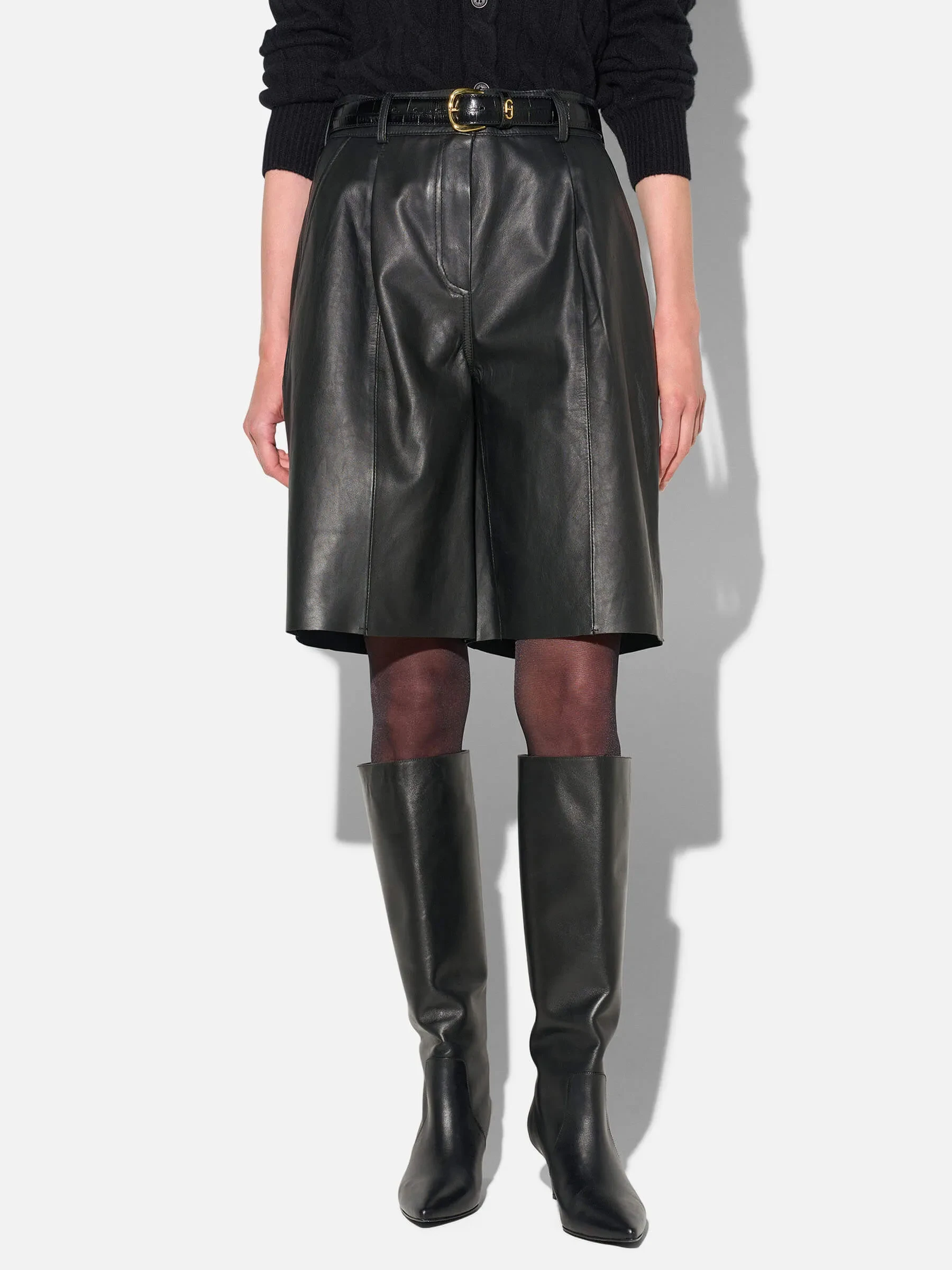 Leren Short Dames Steekzakken Lou Zwart