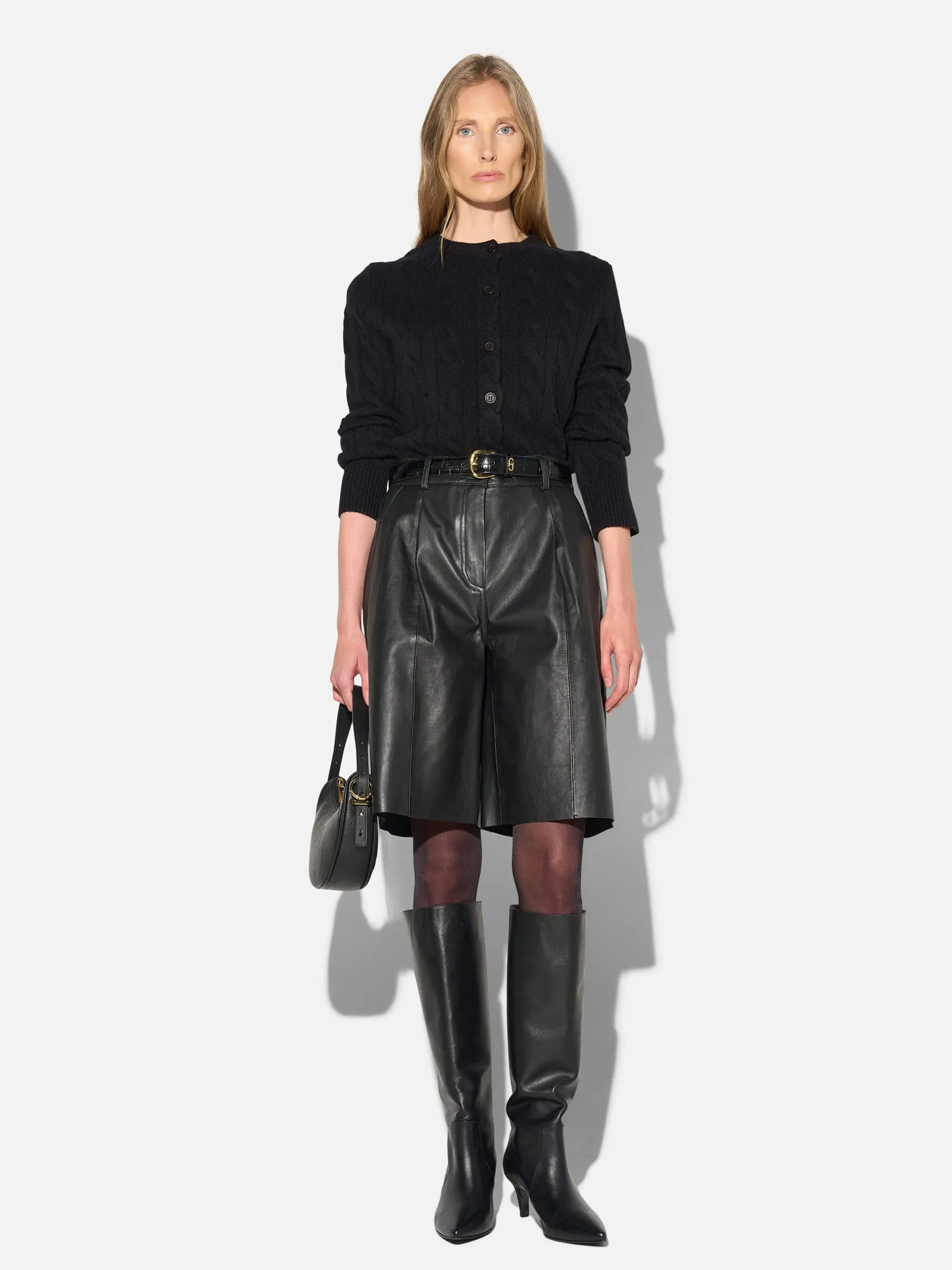 Leren Short Dames Steekzakken Lou Zwart