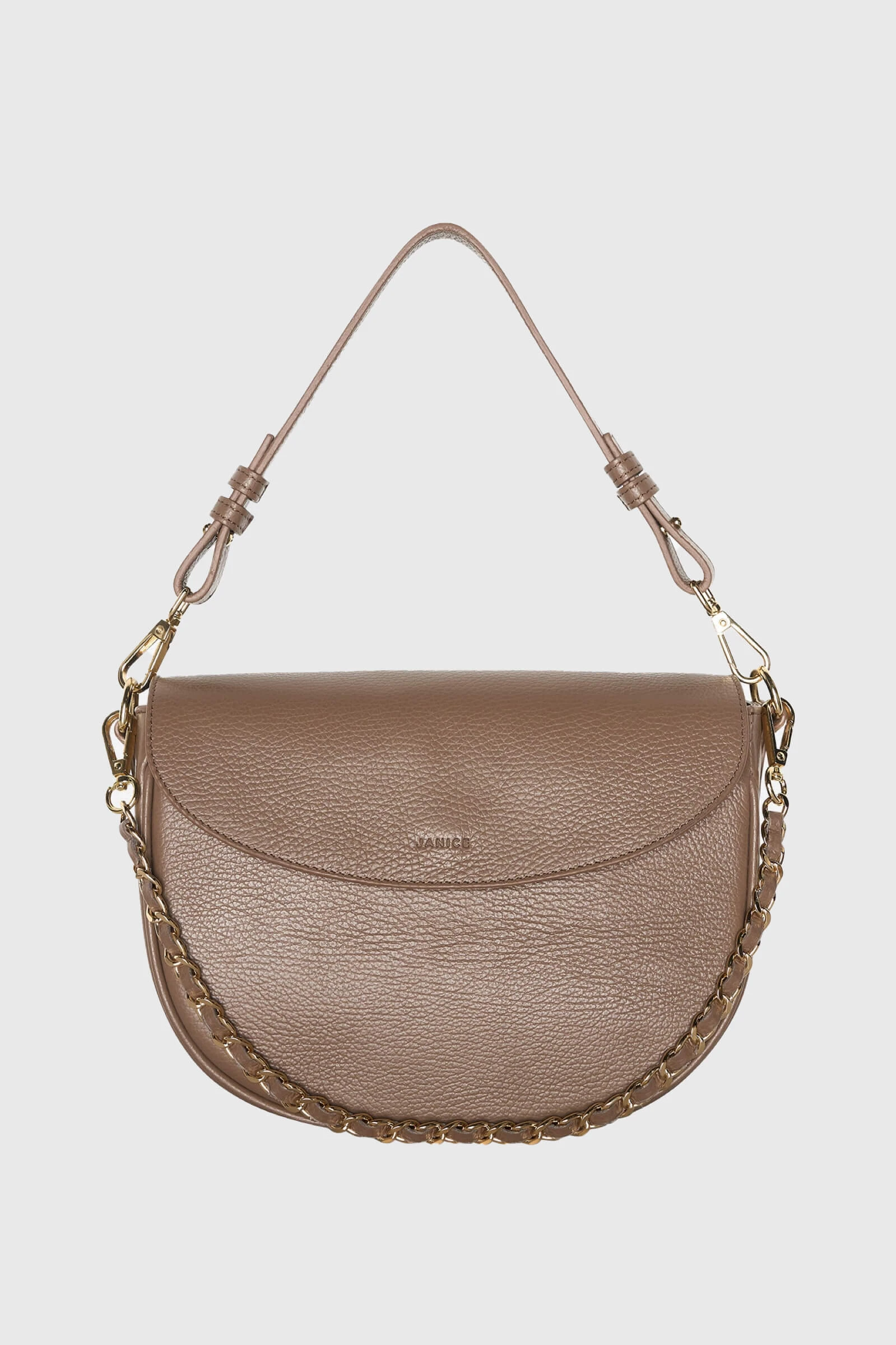 Leren Schoudertas Dames Tayler Taupe
