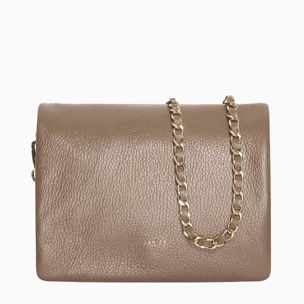 Leren Schoudertas Dames Skylar Taupe