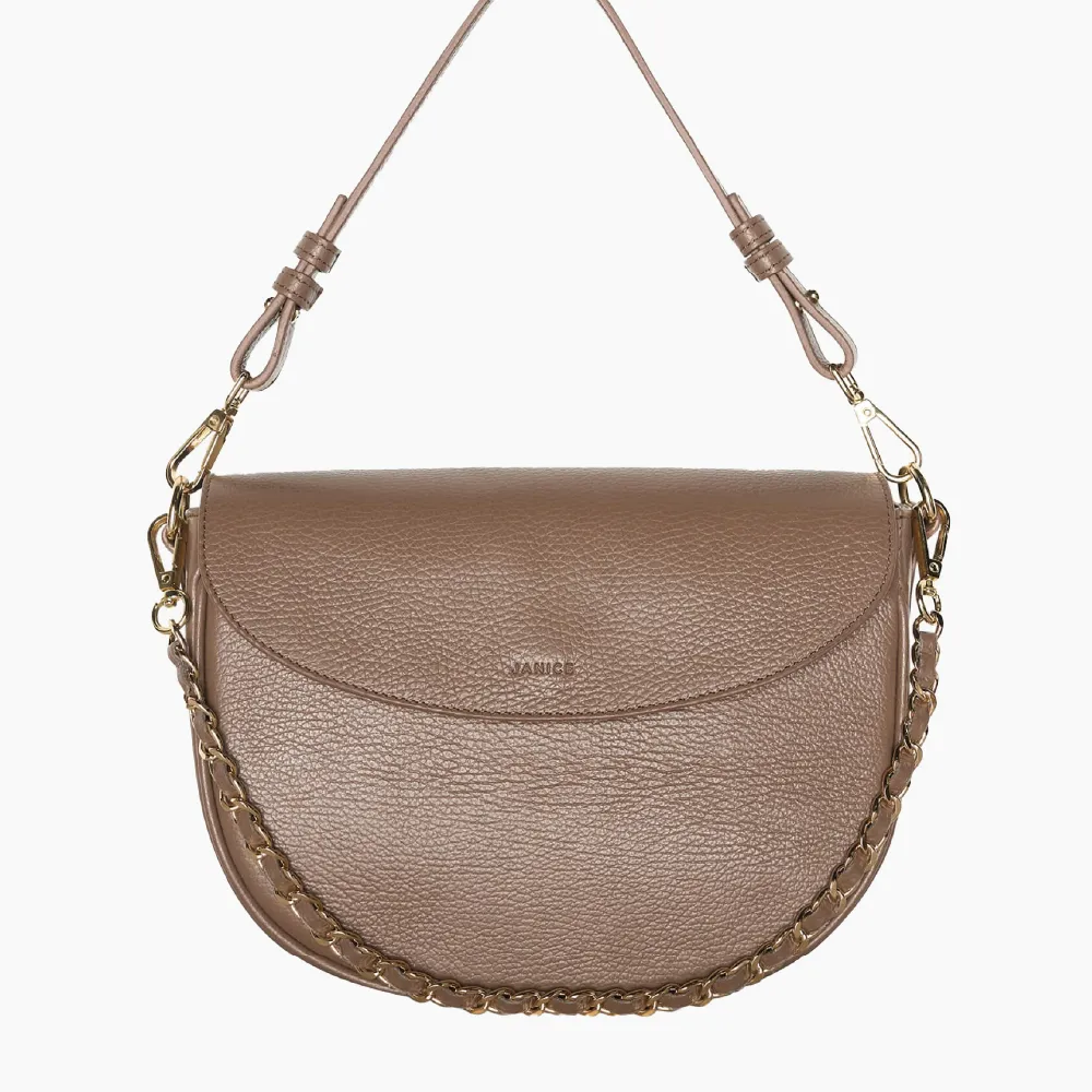 Leren Schoudertas Dames Tayler Taupe