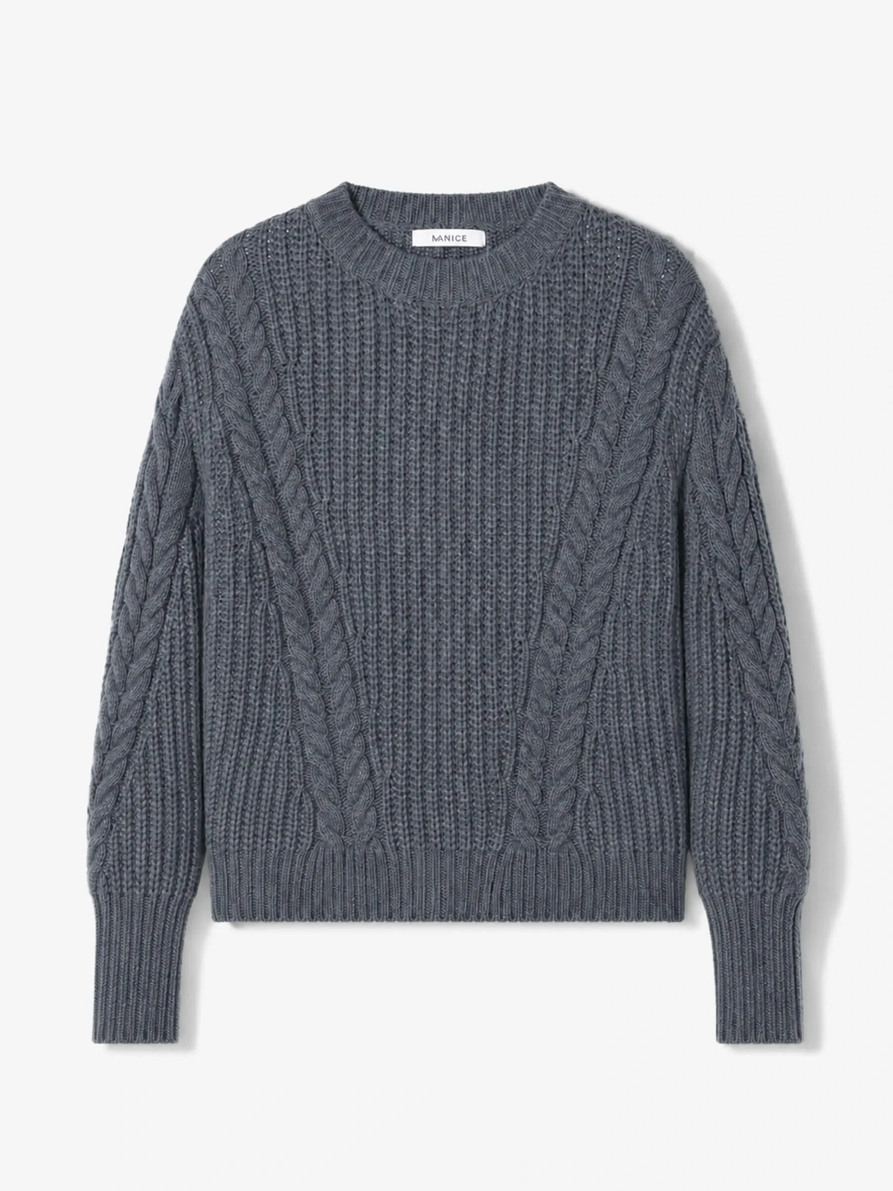 Merino Wollen Kabel Trui Brexton Grijs